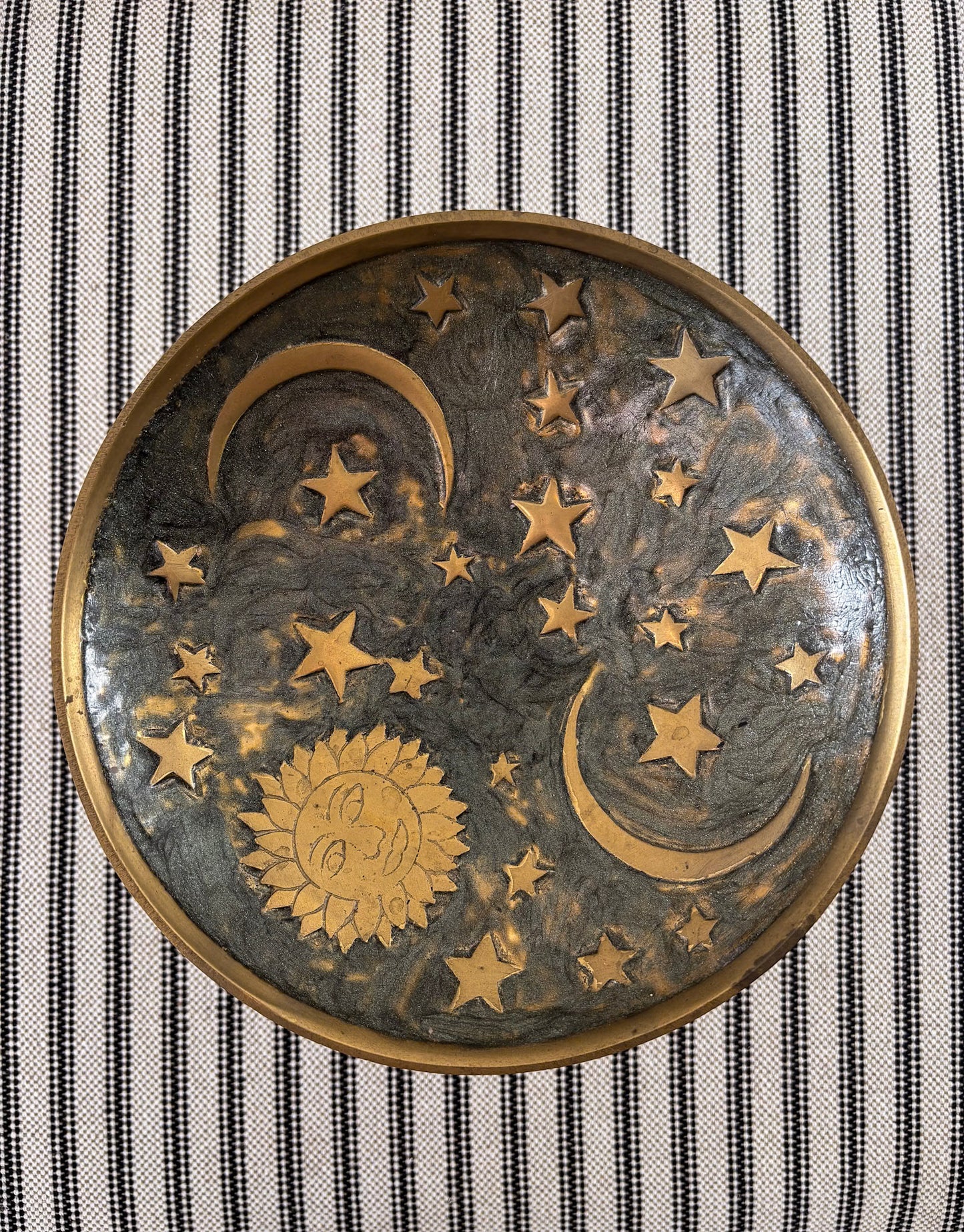 Brass Pedestal Dish – Celestial Enamel