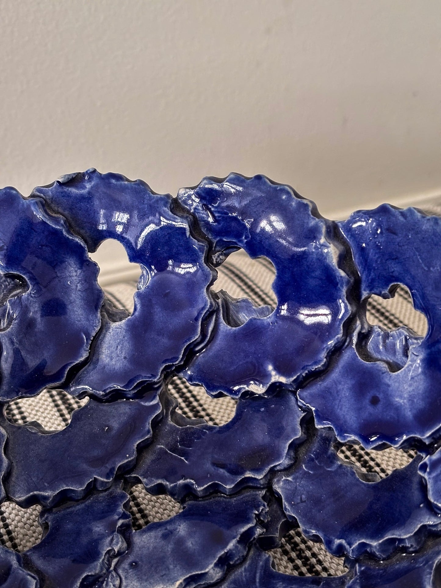 Blue Ceramic Openwork Bowl