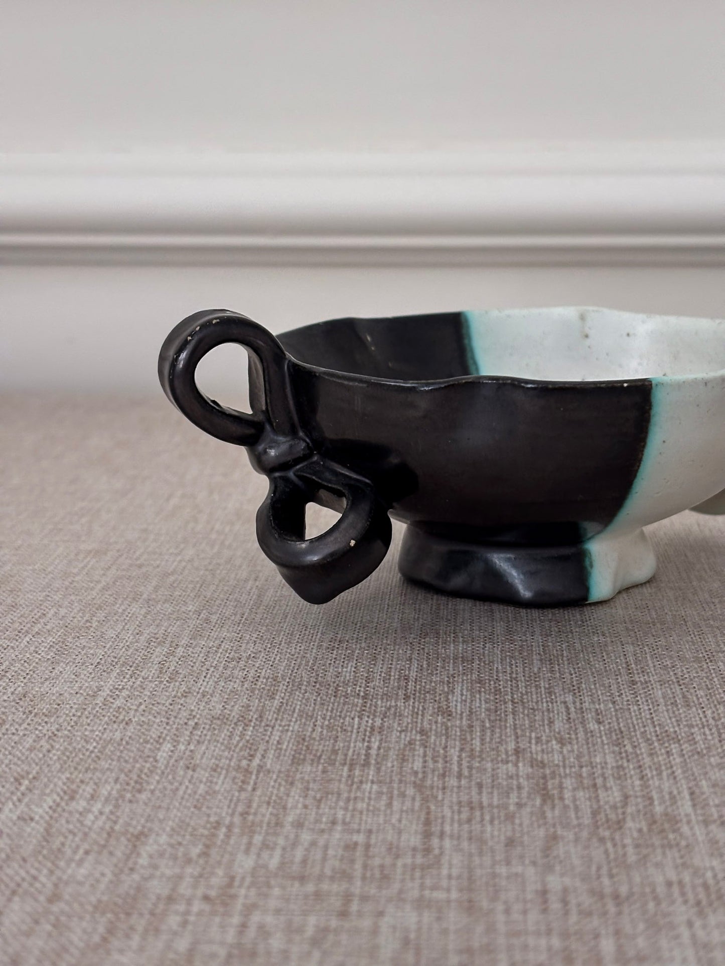 Vintage Vallauris Ceramic Bowl | Black & White Sculptural French Pottery