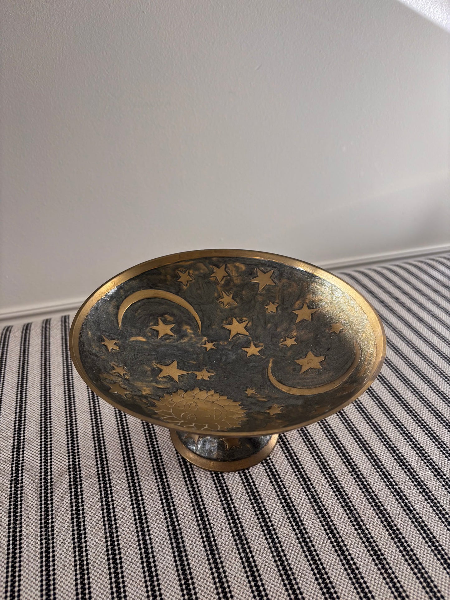 Brass Pedestal Dish – Celestial Enamel