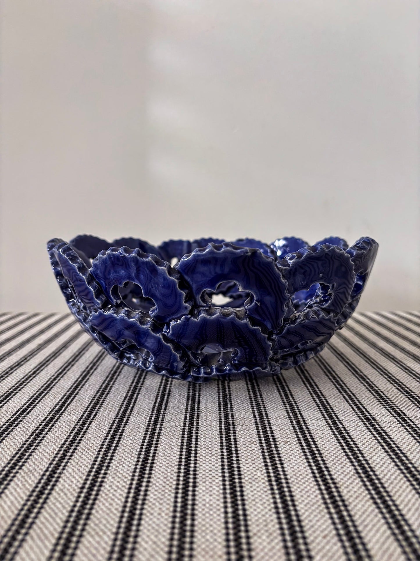 Blue Ceramic Openwork Bowl