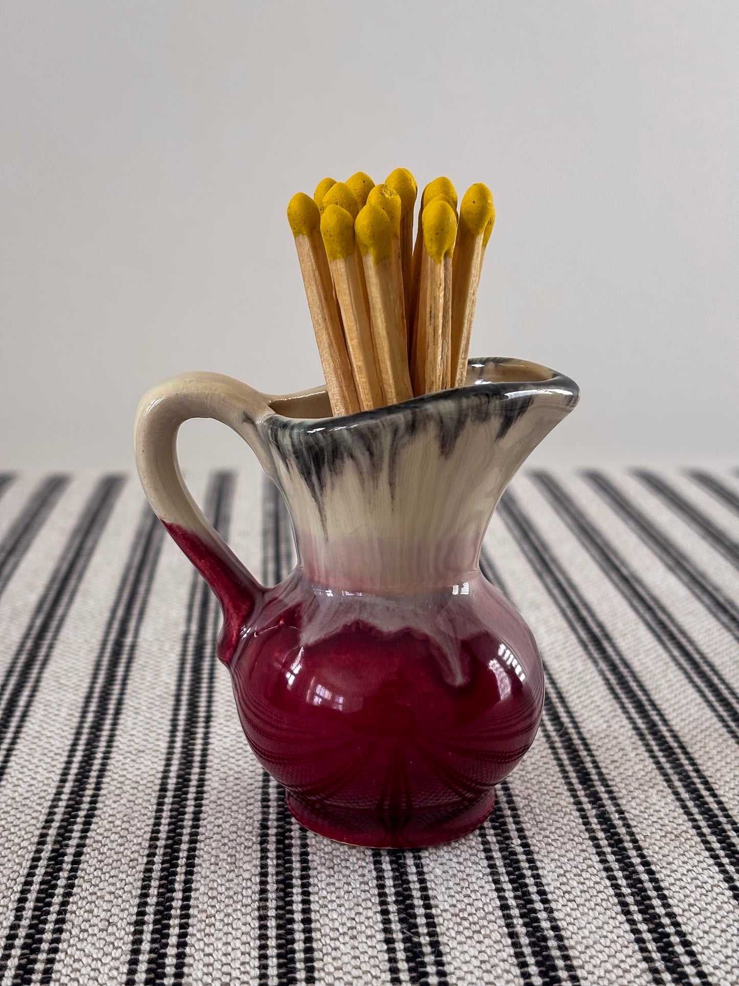 West German Drip-Glaze Ceramic Vessel Matchstick Holder