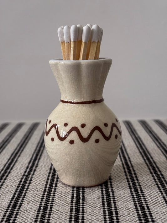 Miniature Zig-Zag Spot Matchstick Holder Vase