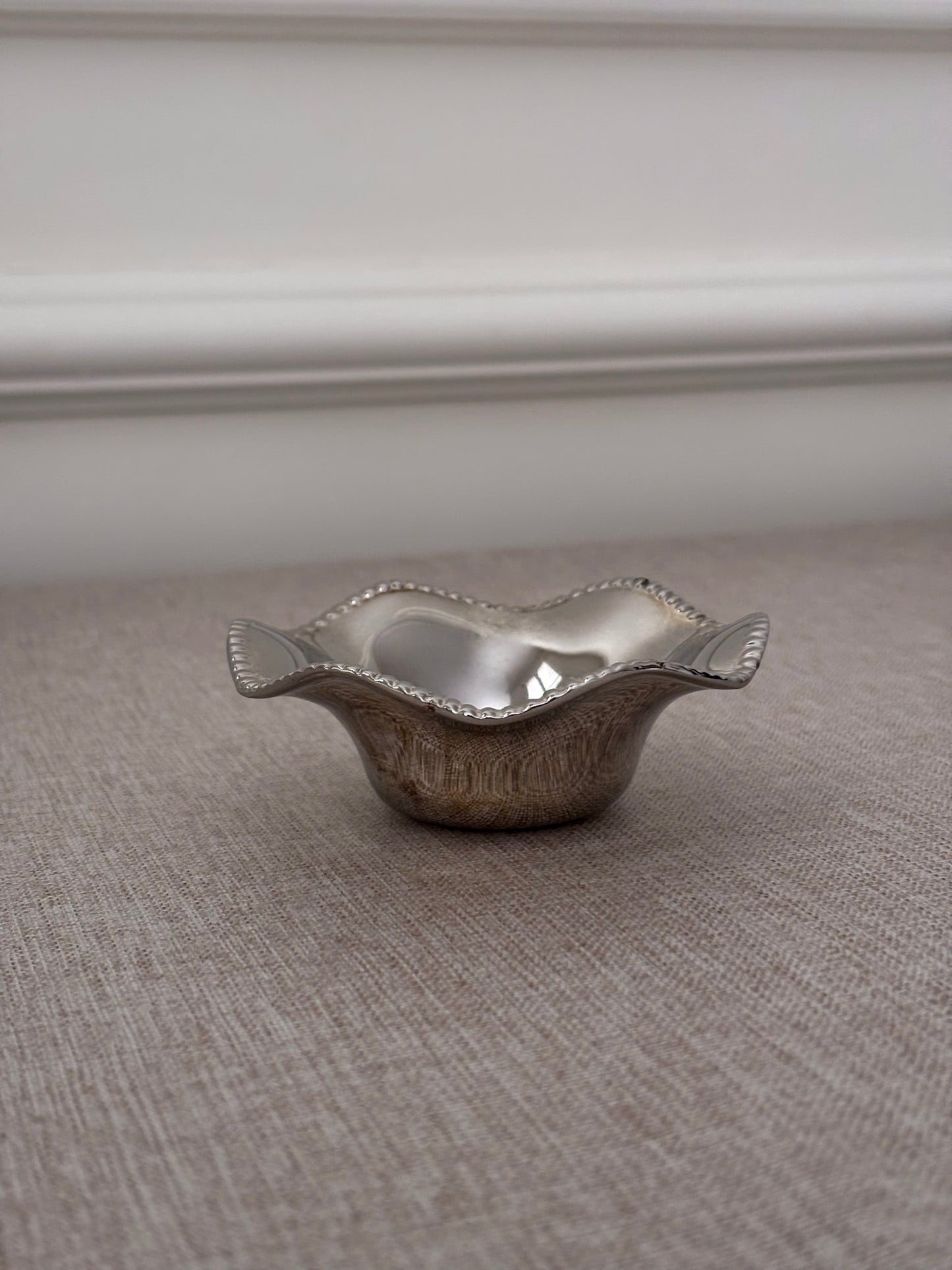 Silver-Plated Beaded Edge Trinket Bowl