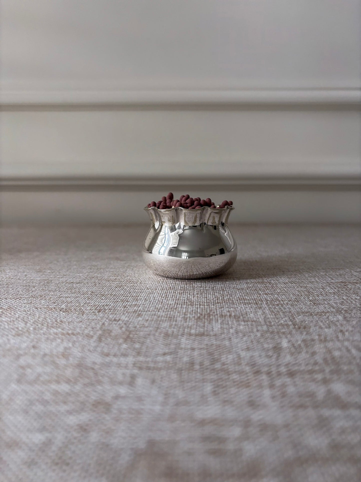 Silver Plate Matchstick Ruffle Edge Pot