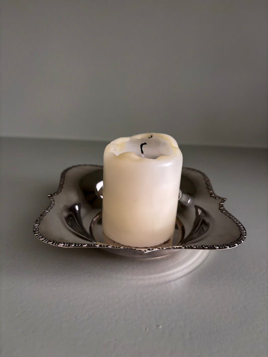 Silver Plated Trinket Dish or Candle Holder