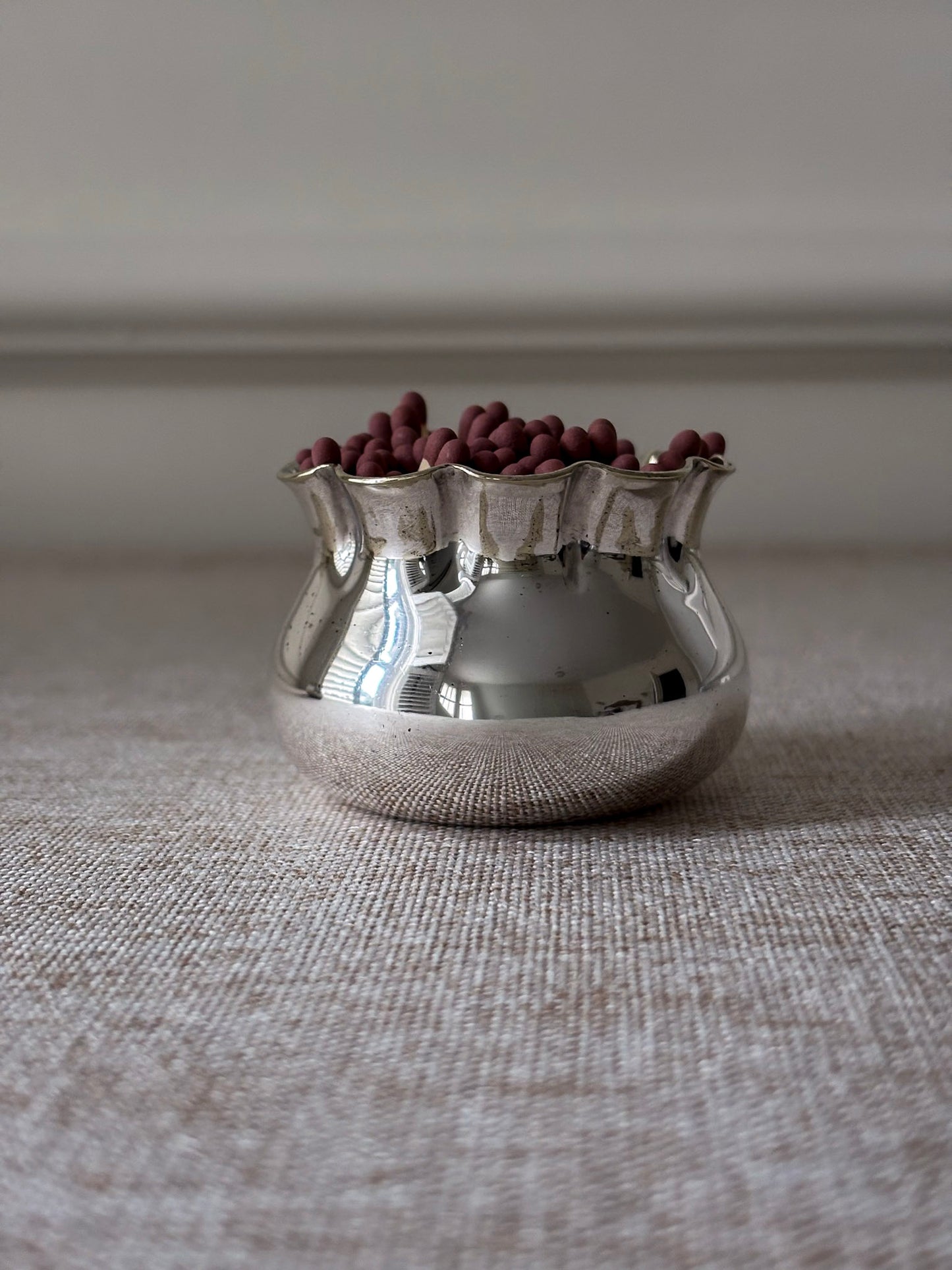 Silver Plate Matchstick Ruffle Edge Pot