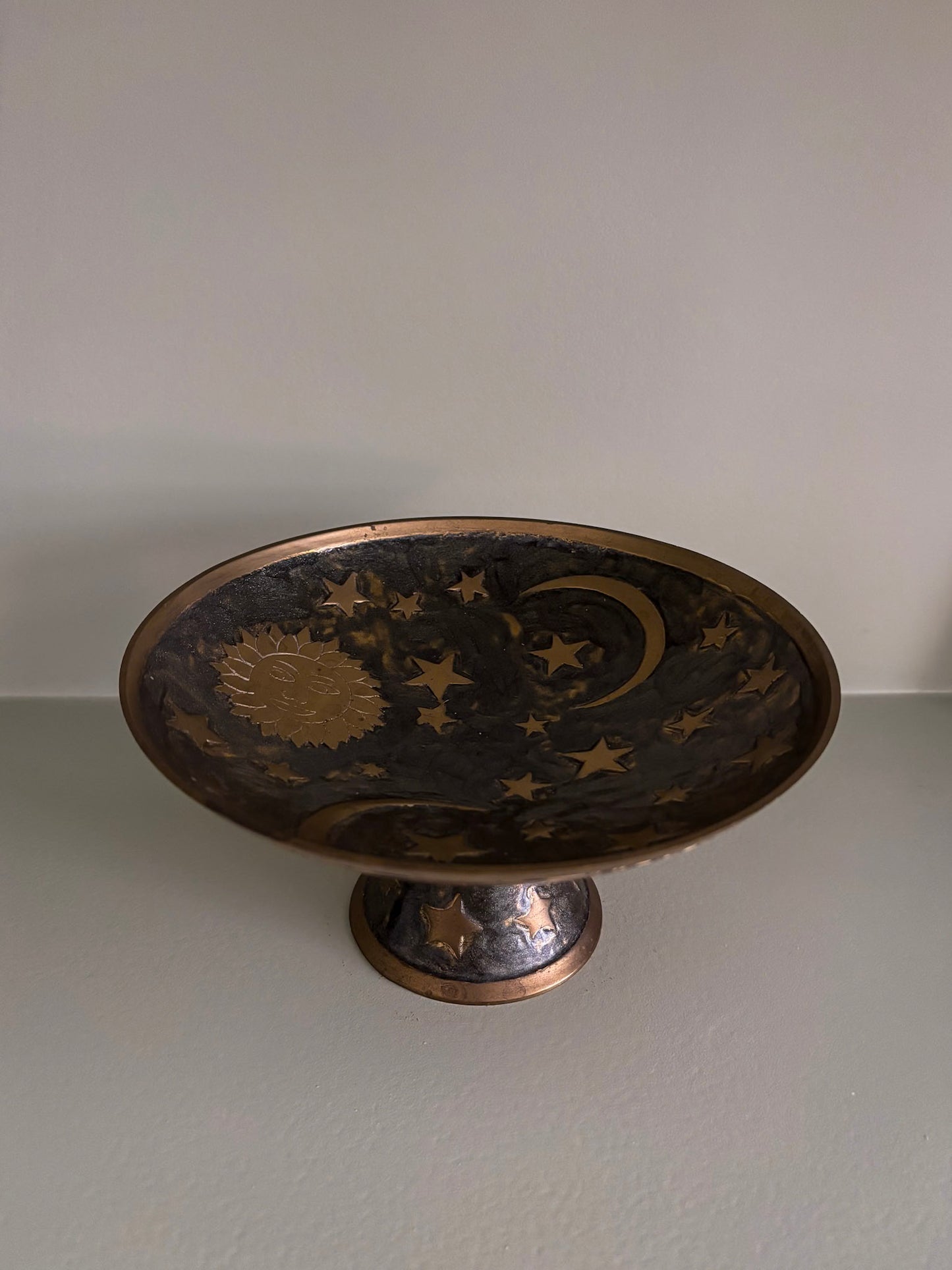 Brass Pedestal Dish – Celestial Enamel