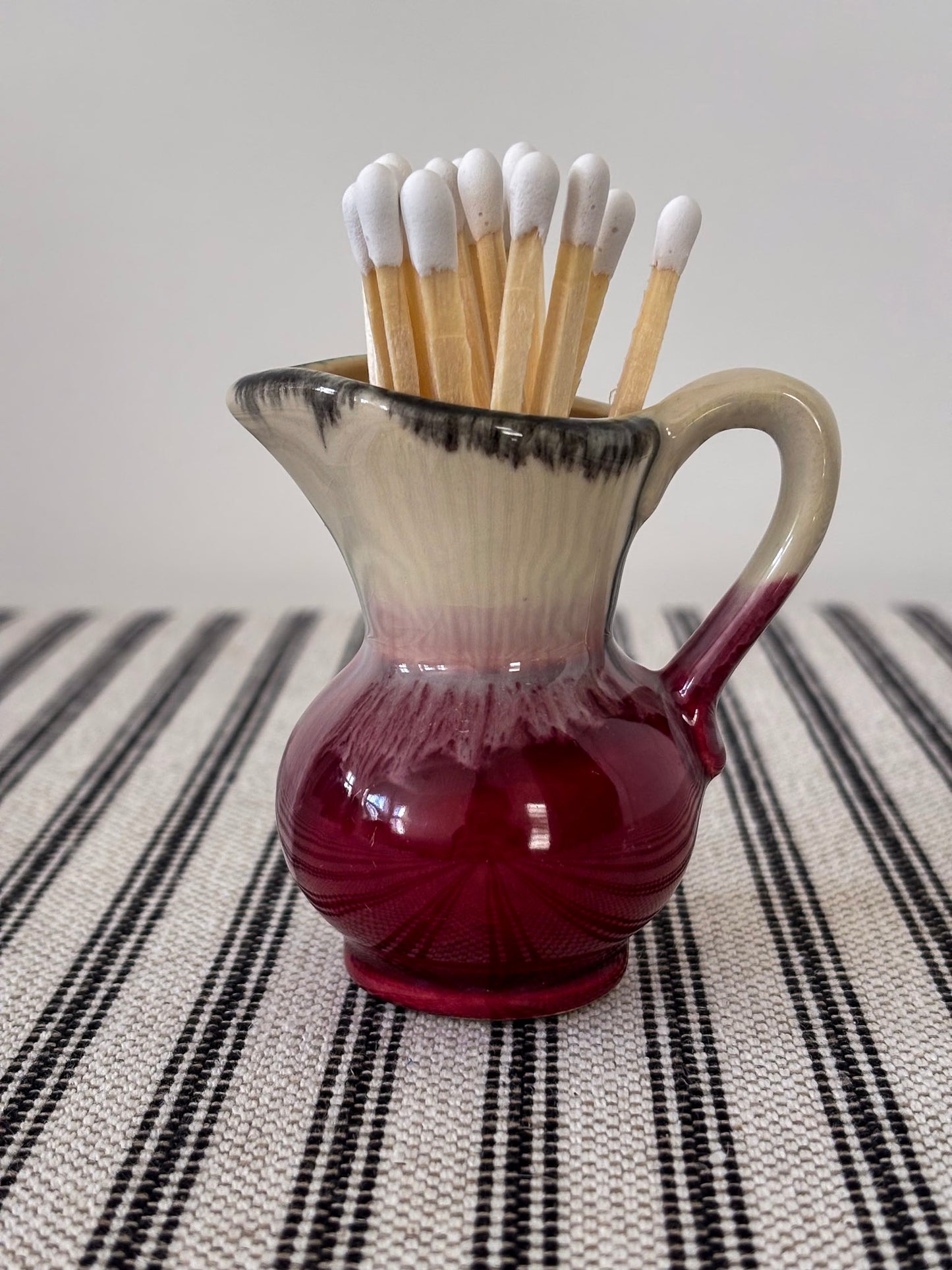 West German Drip-Glaze Ceramic Vessel Matchstick Holder