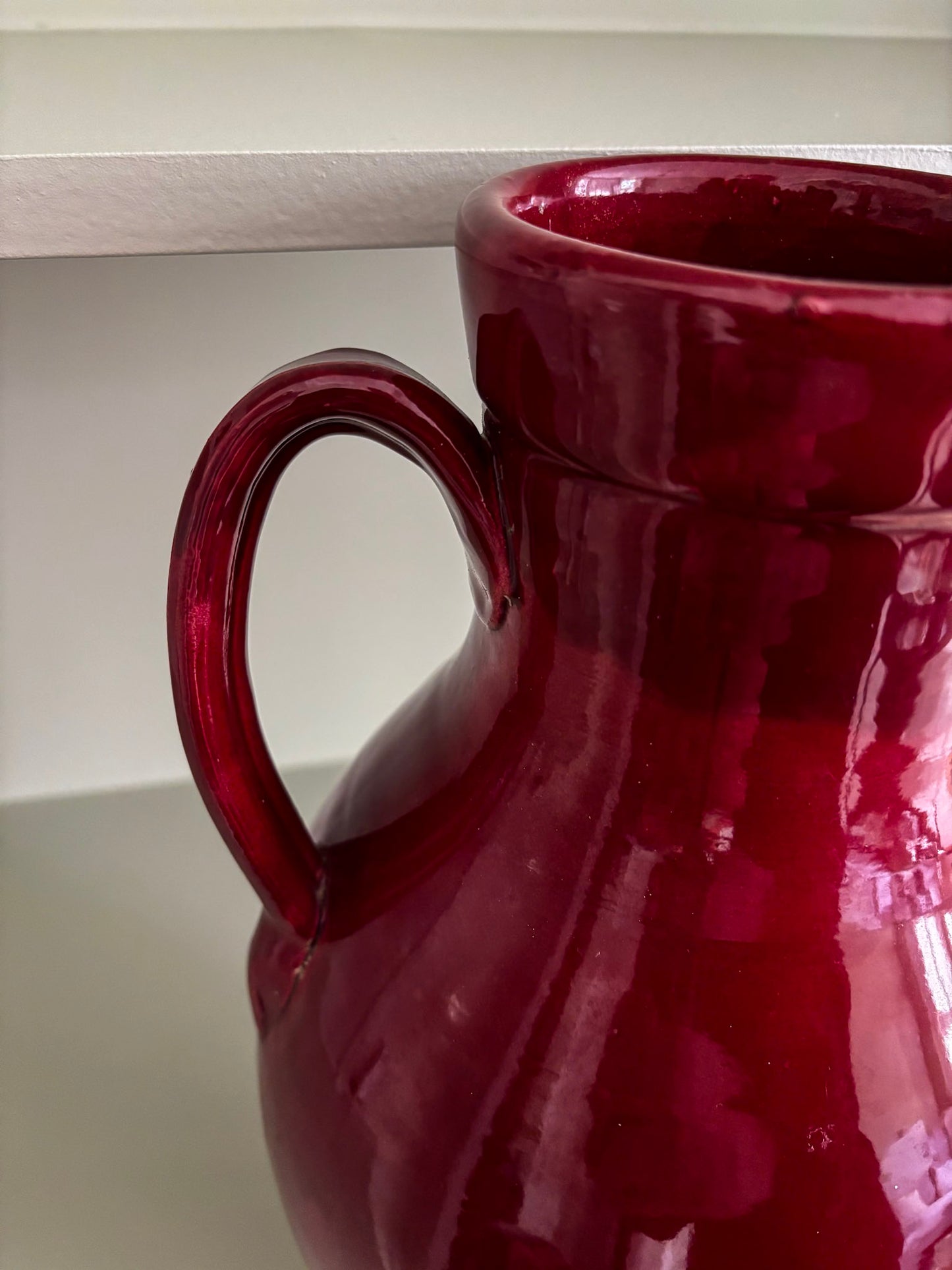 Nicola Fasano Red Glazed Dual-Handle Large Vase – Italian Studio Pottery Accent Piece
