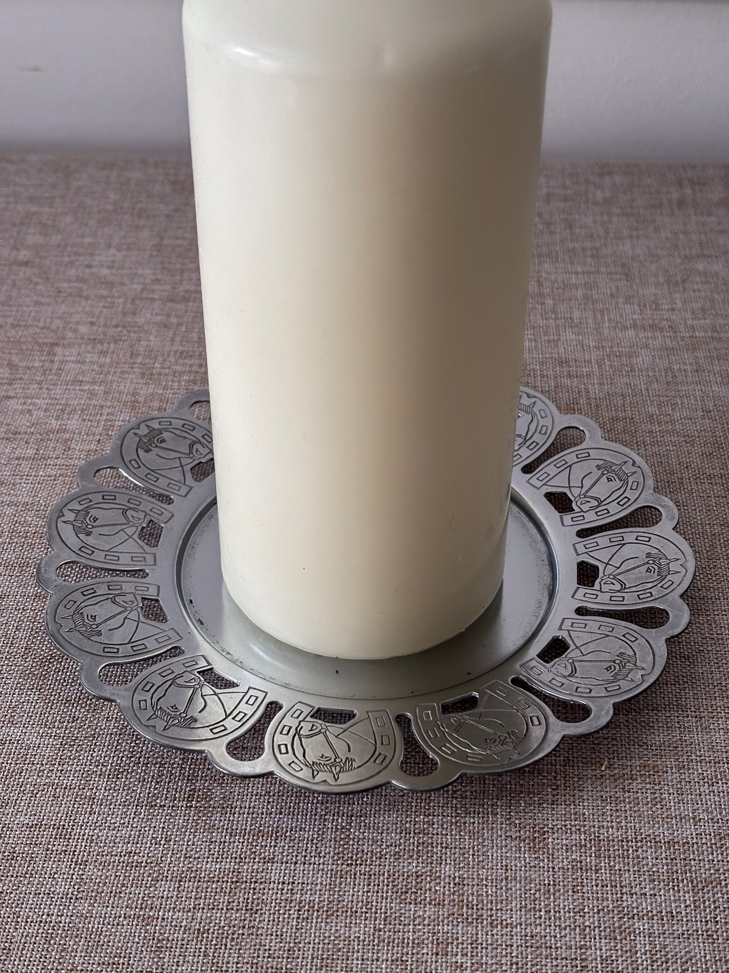 Silver-Tone Horseshoe Trinket Tray / Candle Plate