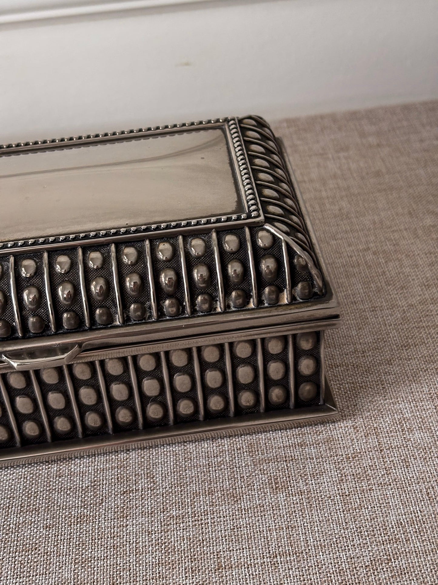 Silver-Plated Beaded Jewellery Trinket Box