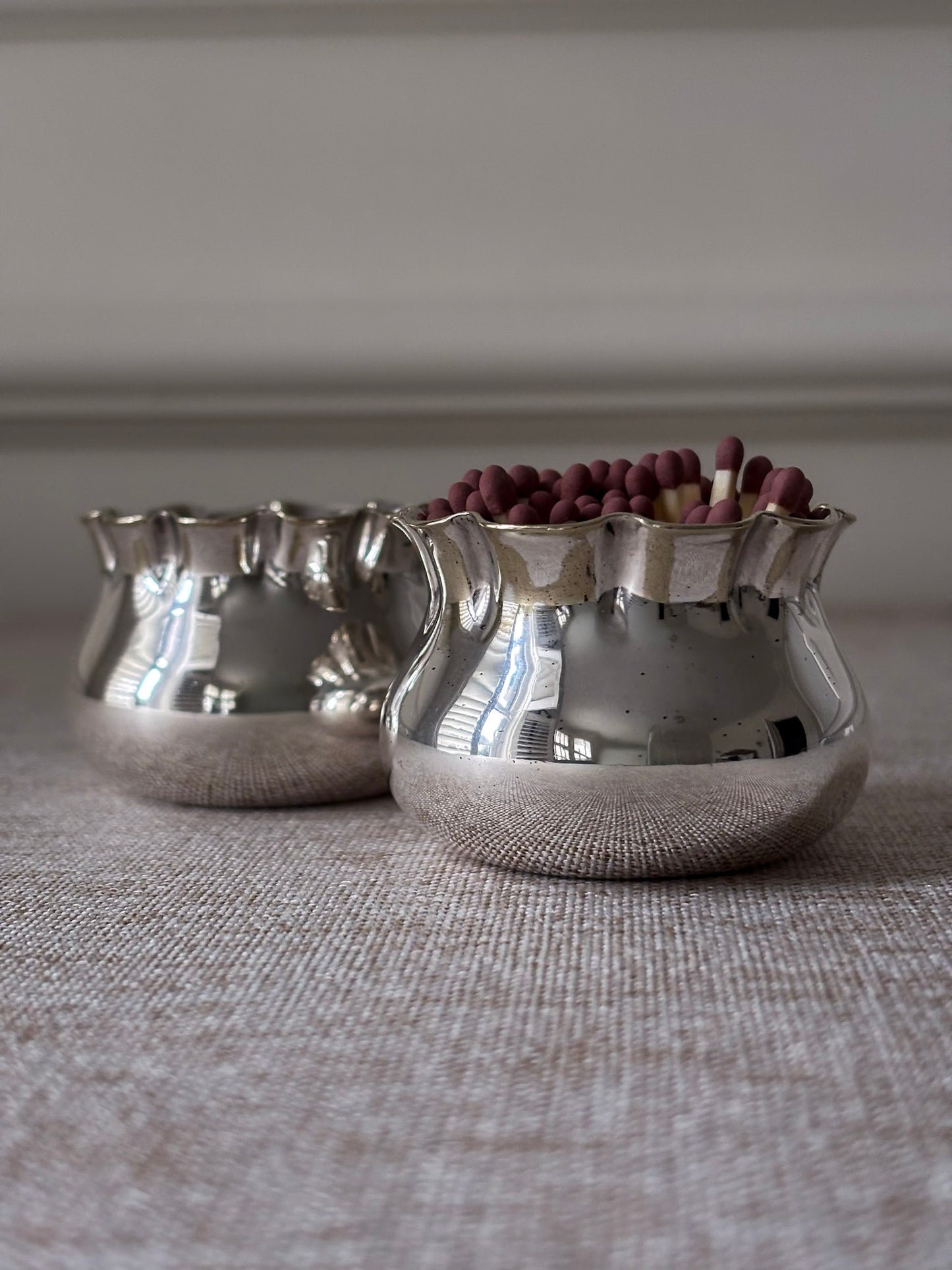Silver Plate Matchstick Ruffle Edge Pot