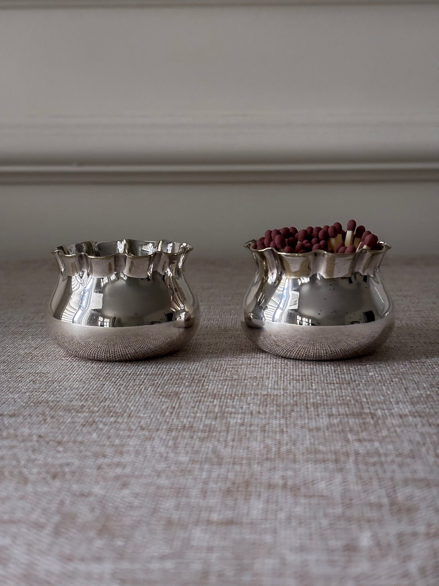 Silver Plate Matchstick Ruffle Edge Pot