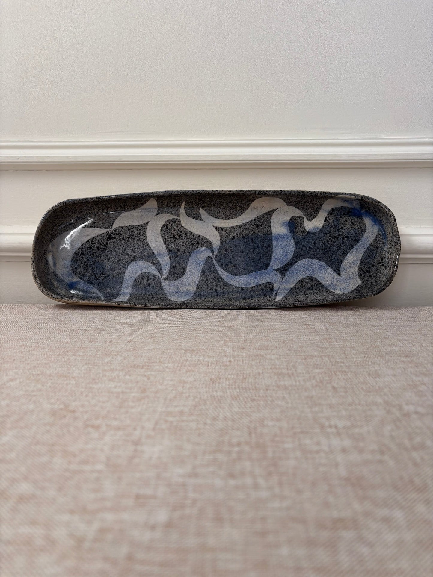 Mid Century Studio Pottery Ribbon Tray/ Plate