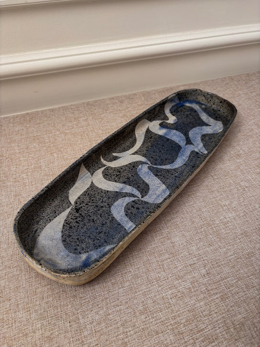 Mid Century Studio Pottery Ribbon Tray/ Plate