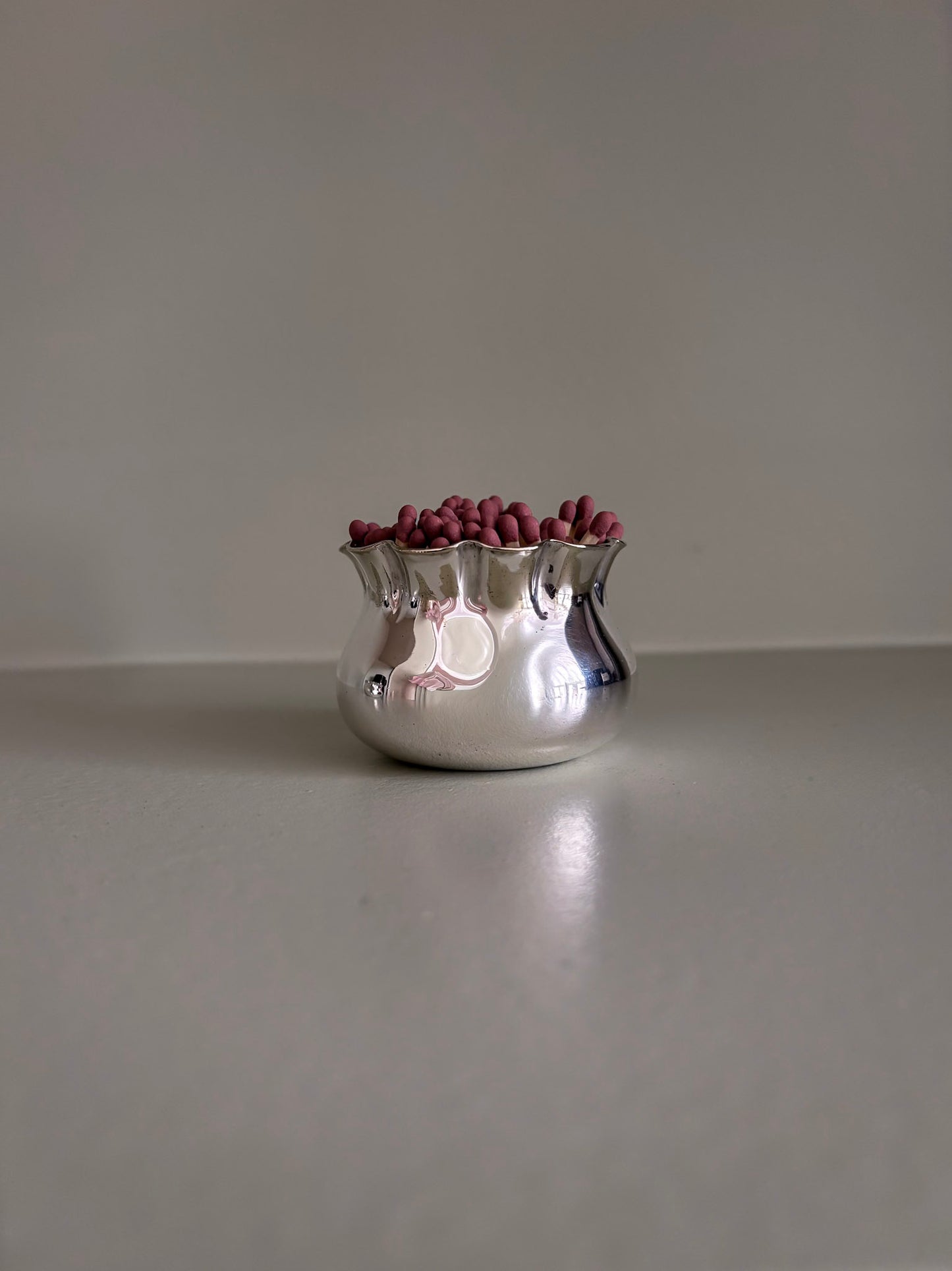 Silver Plate Matchstick Ruffle Edge Pot