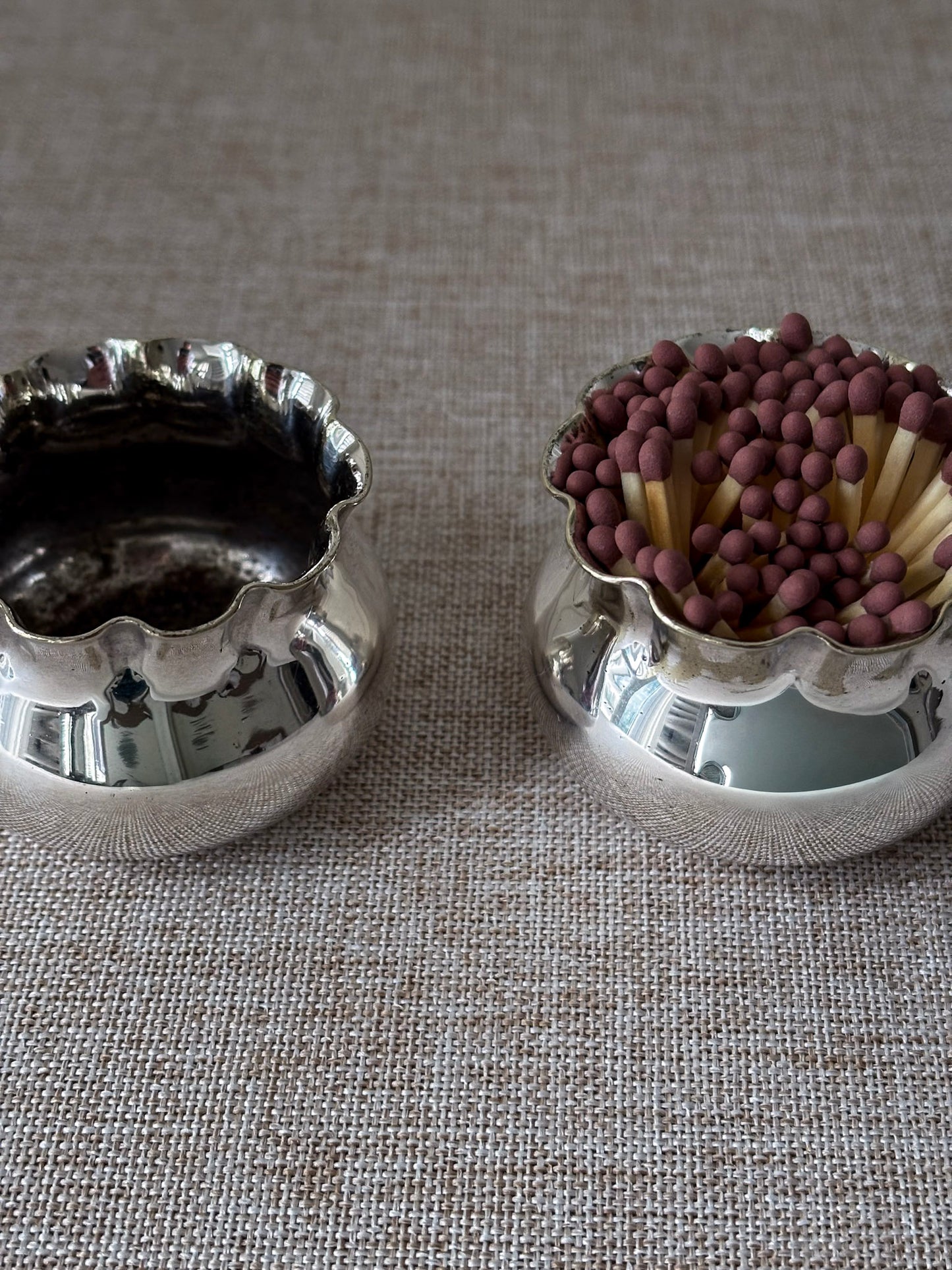 Silver Plate Matchstick Ruffle Edge Pot