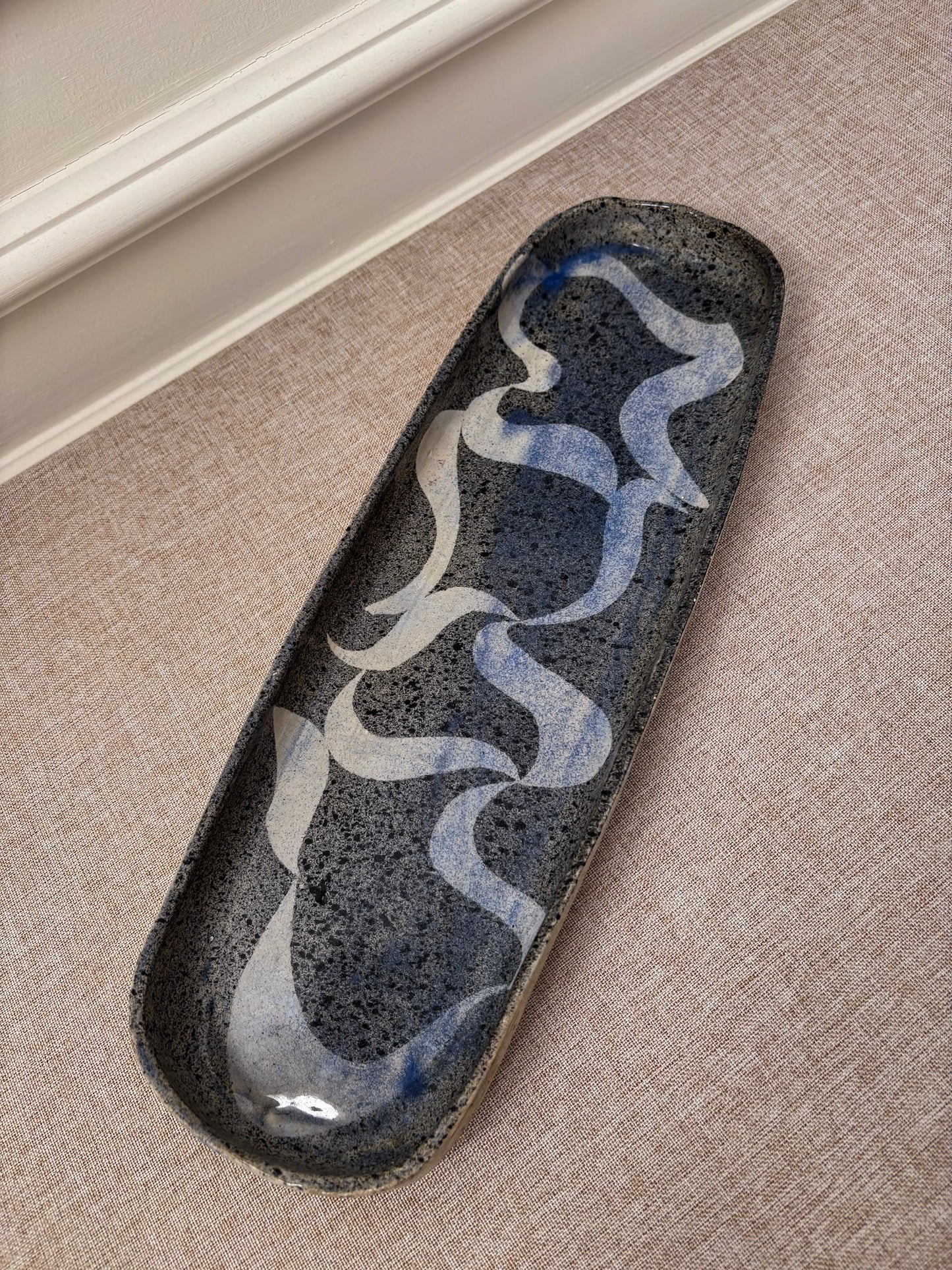 Mid Century Studio Pottery Ribbon Tray/ Plate