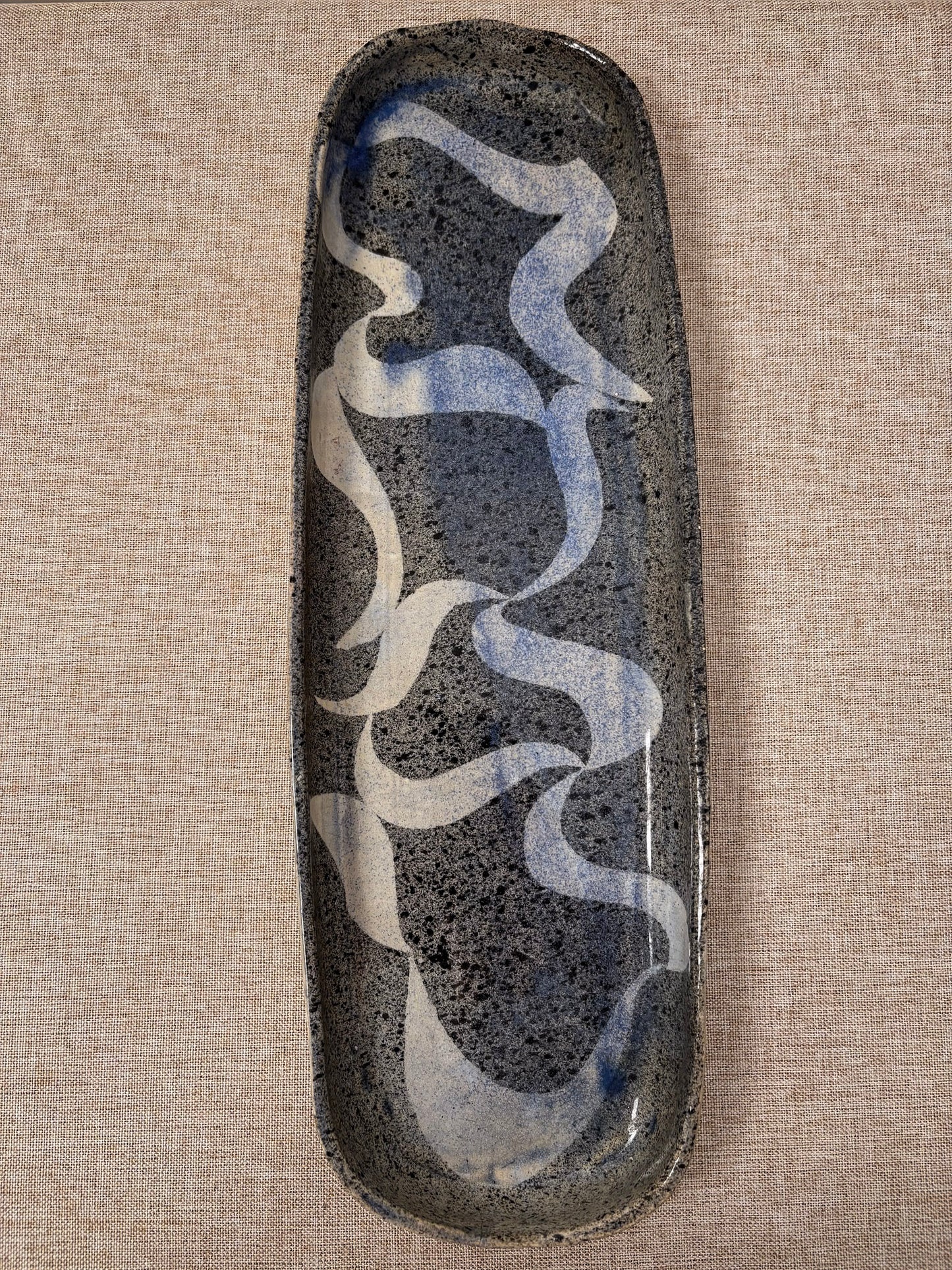 Mid Century Studio Pottery Ribbon Tray/ Plate