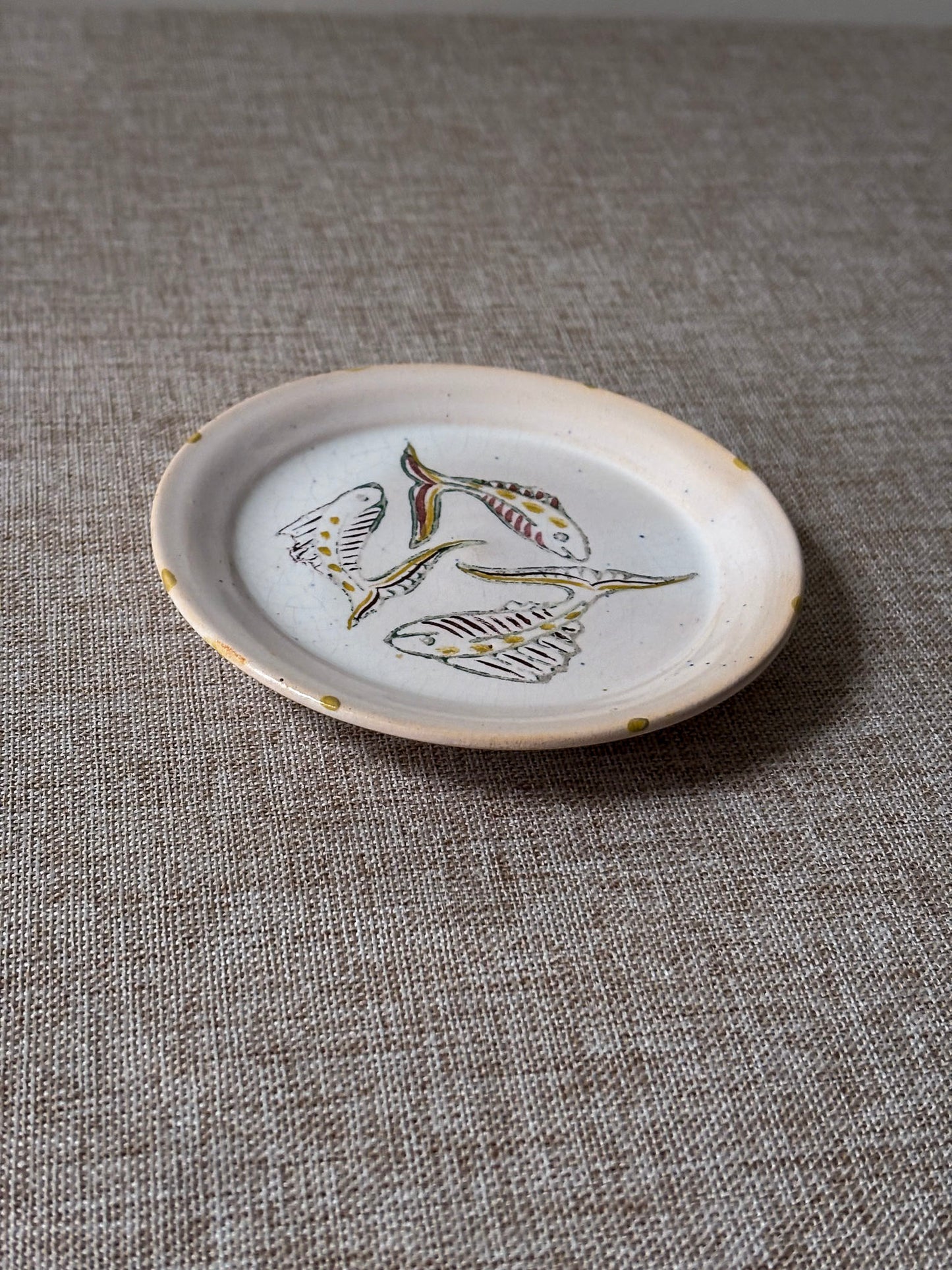 Studio Pottery Hand-Painted Fish Trinket Dish