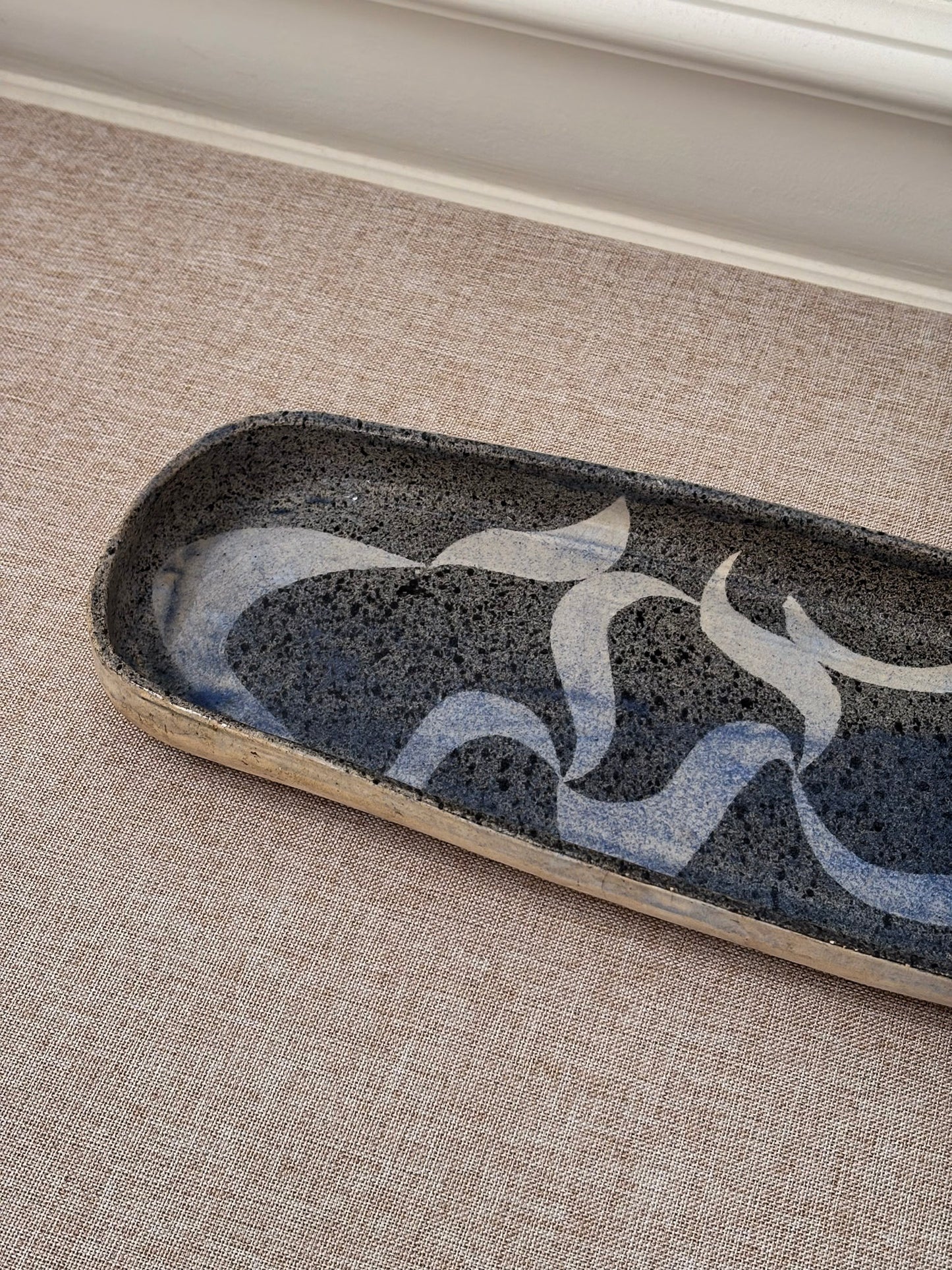 Mid Century Studio Pottery Ribbon Tray/ Plate