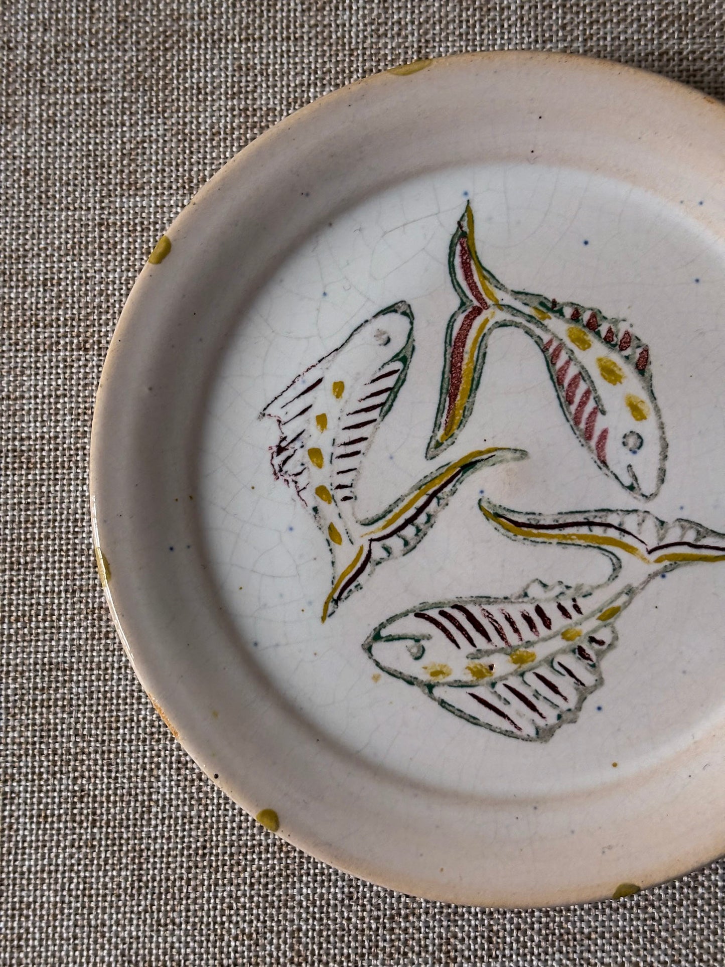 Studio Pottery Hand-Painted Fish Trinket Dish