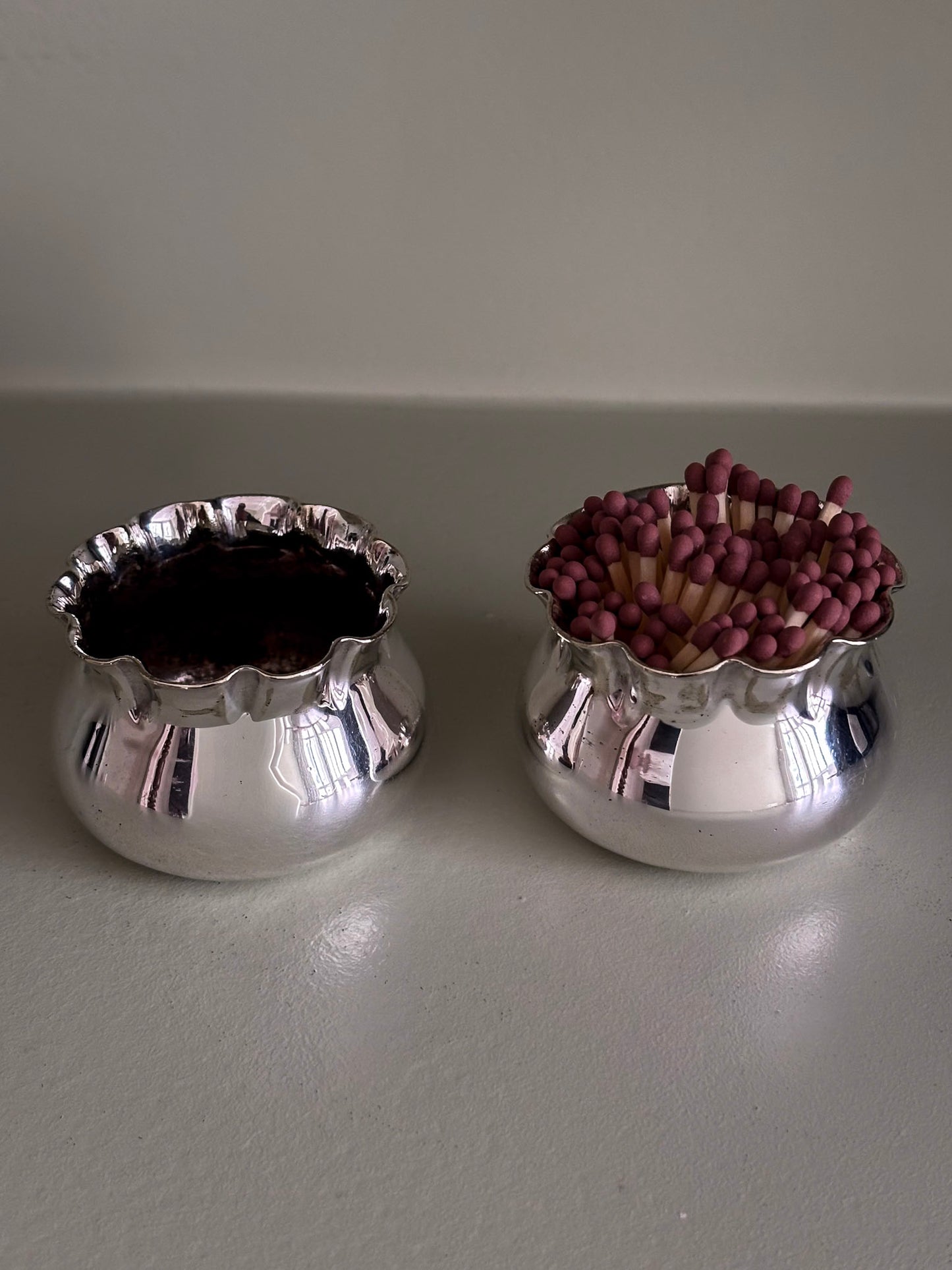 Silver Plate Matchstick Ruffle Edge Pot