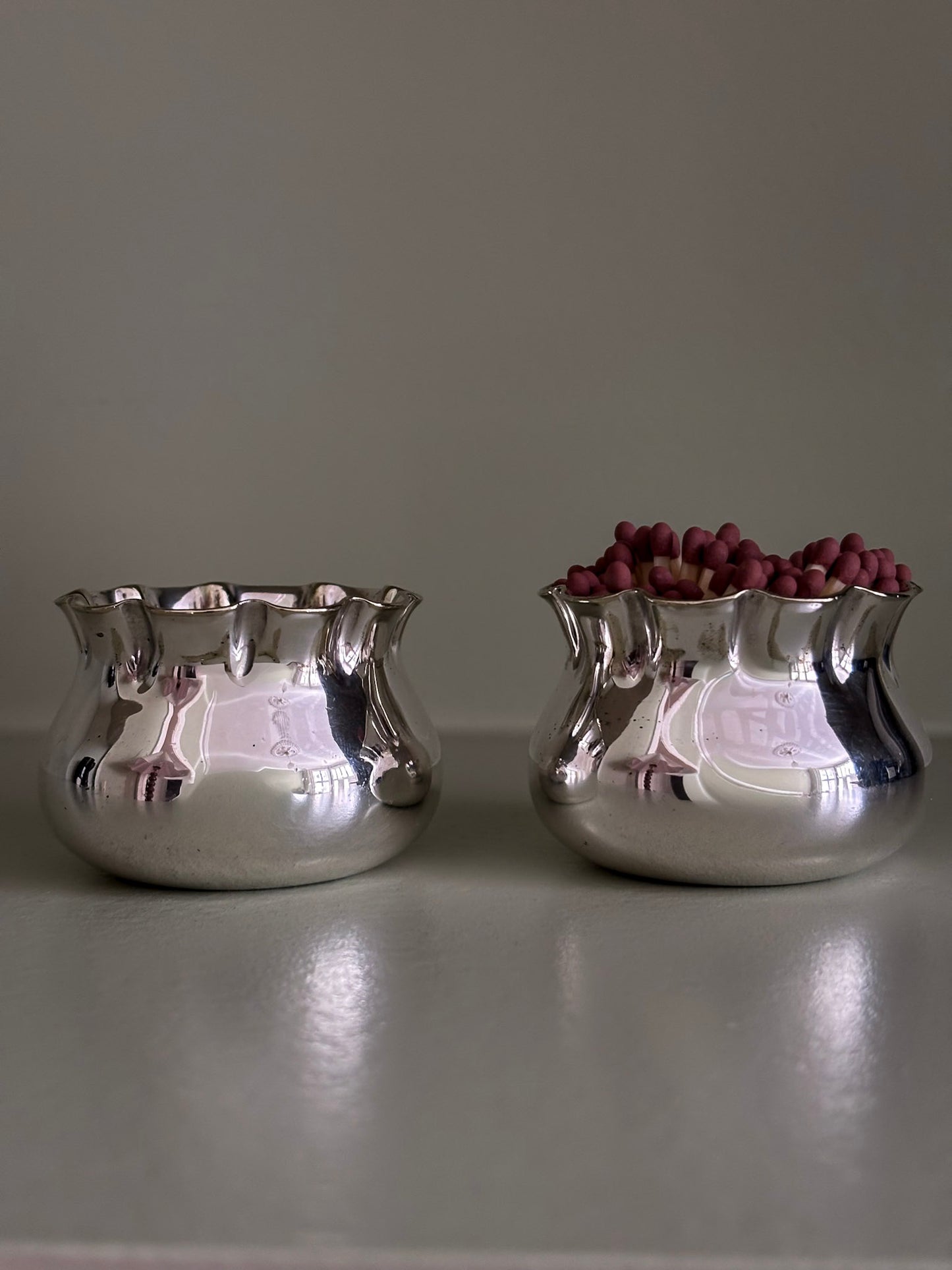 Silver Plate Matchstick Ruffle Edge Pot