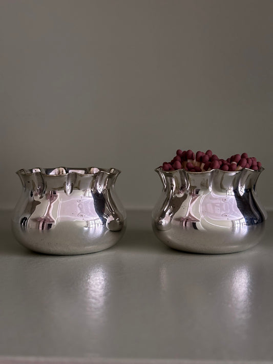 Silver Plate Matchstick Ruffle Edge Pot
