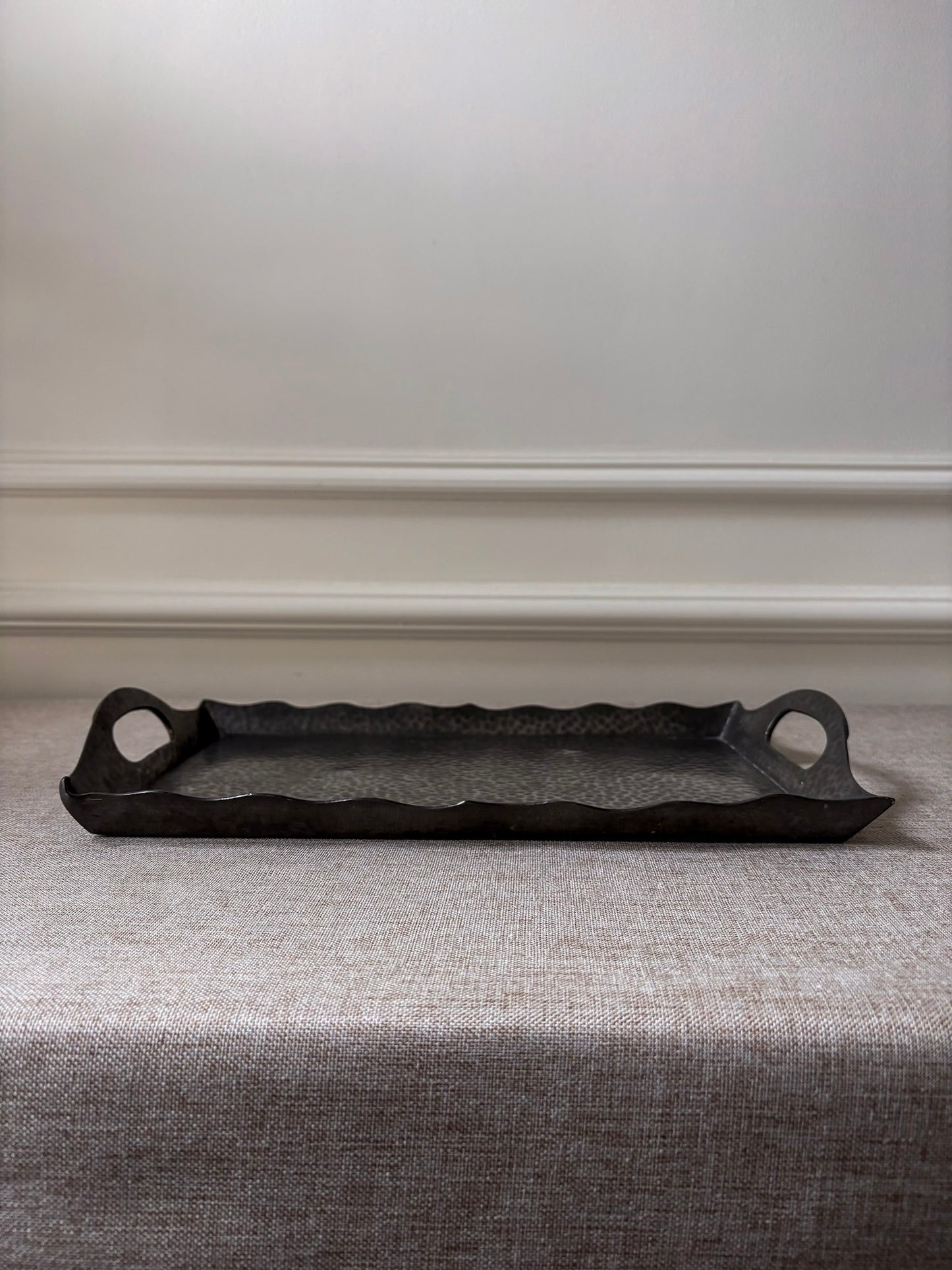 Knighthood Hammered Pewter Scalloped Edge Serving Tray