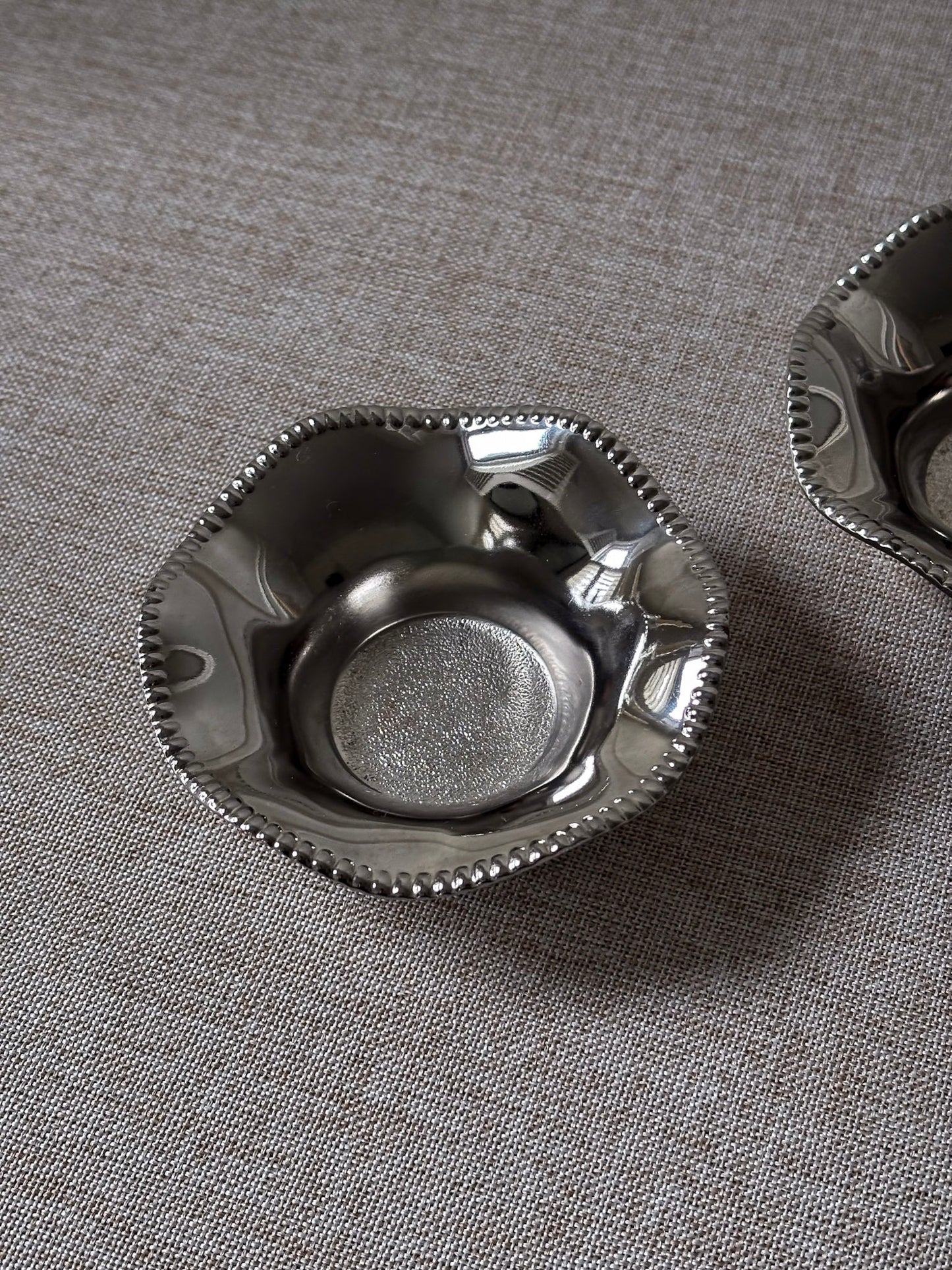 Silver-Plated Beaded Edge Trinket Bowl