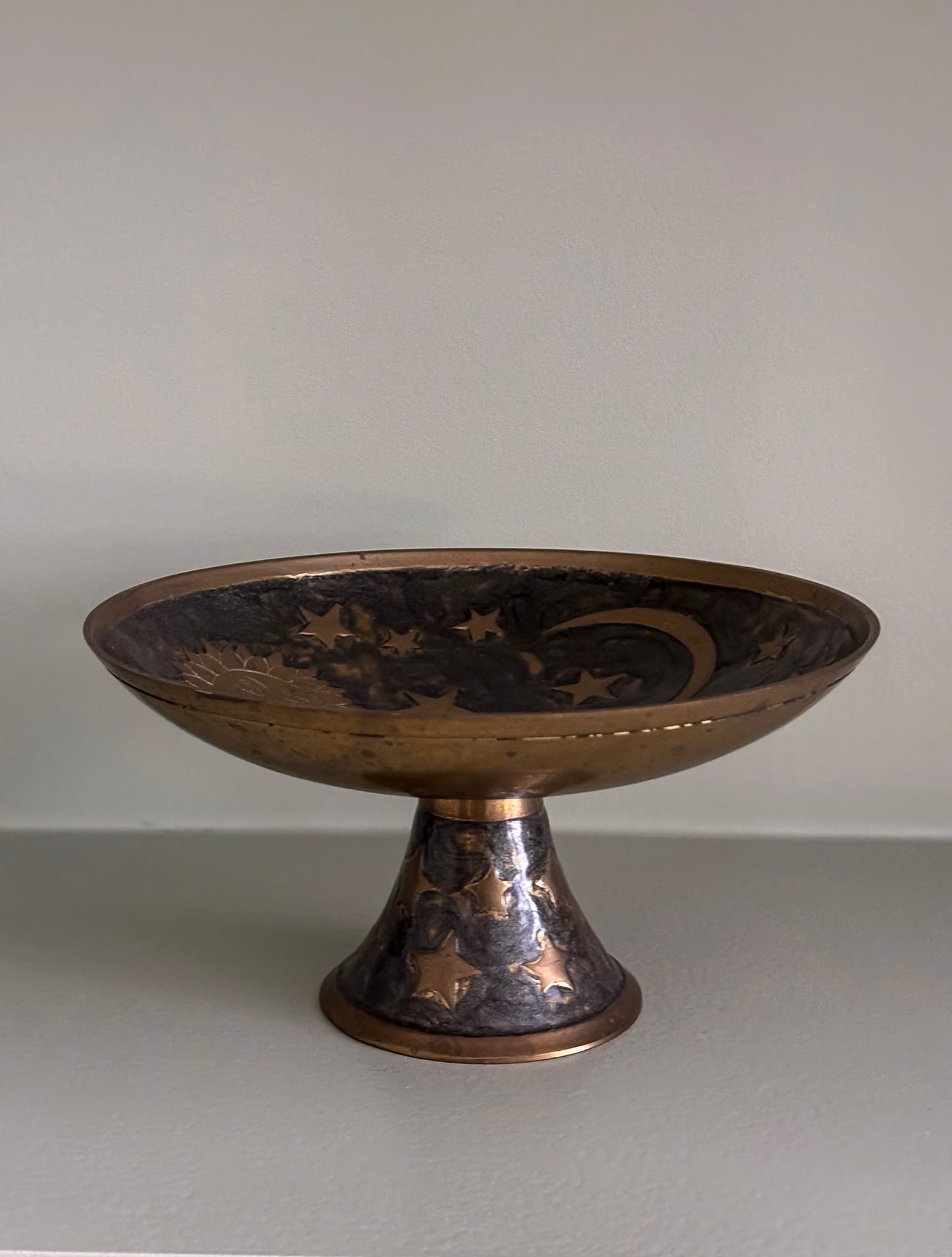Brass Pedestal Dish – Celestial Enamel