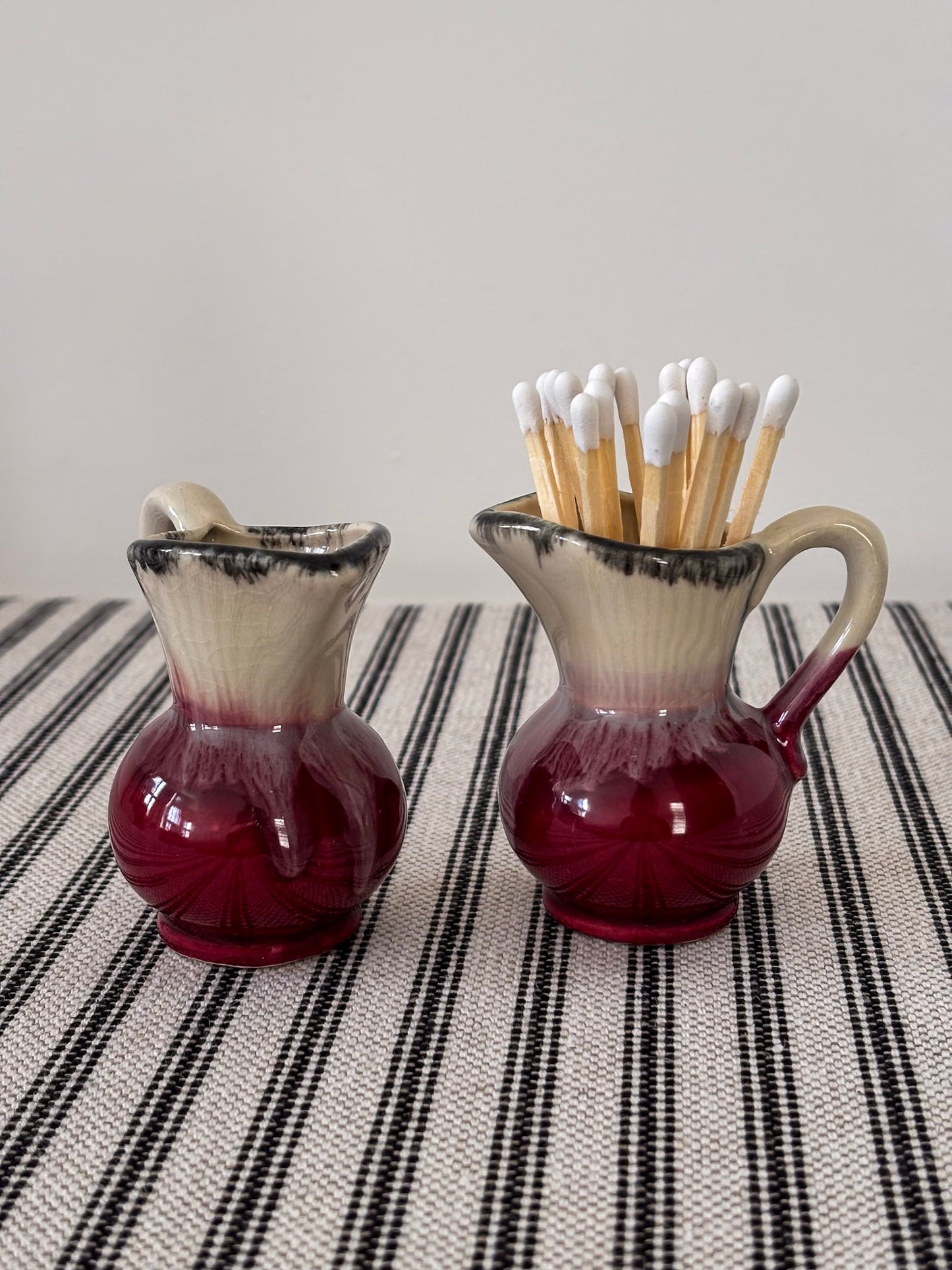 West German Drip-Glaze Ceramic Vessel Matchstick Holder