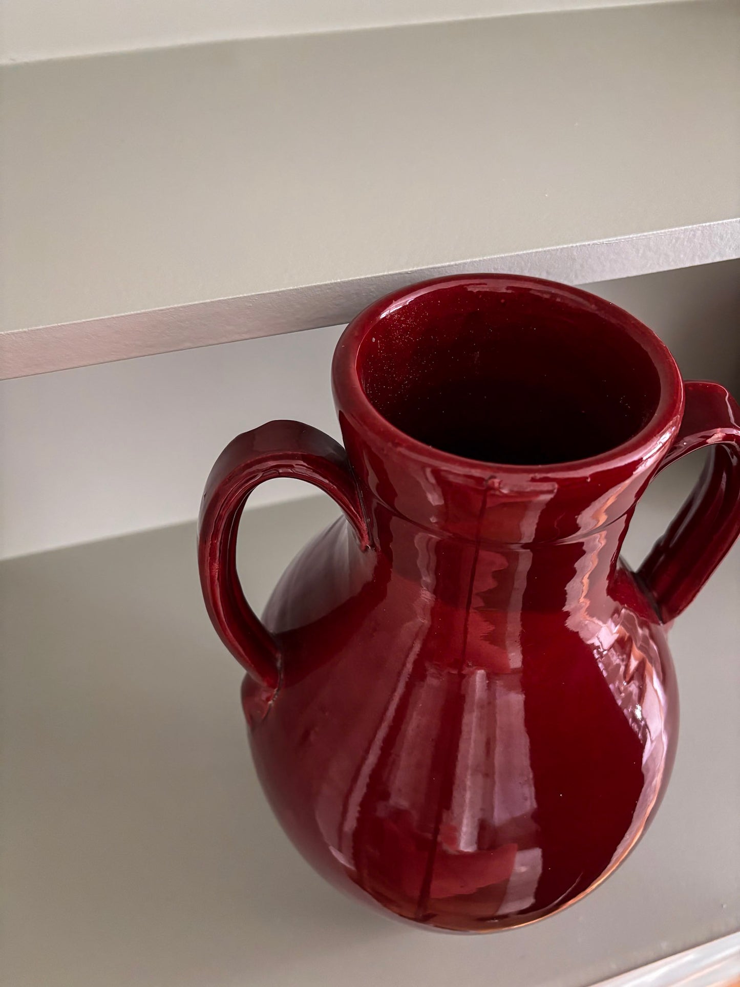 Nicola Fasano Red Glazed Dual-Handle Large Vase – Italian Studio Pottery Accent Piece