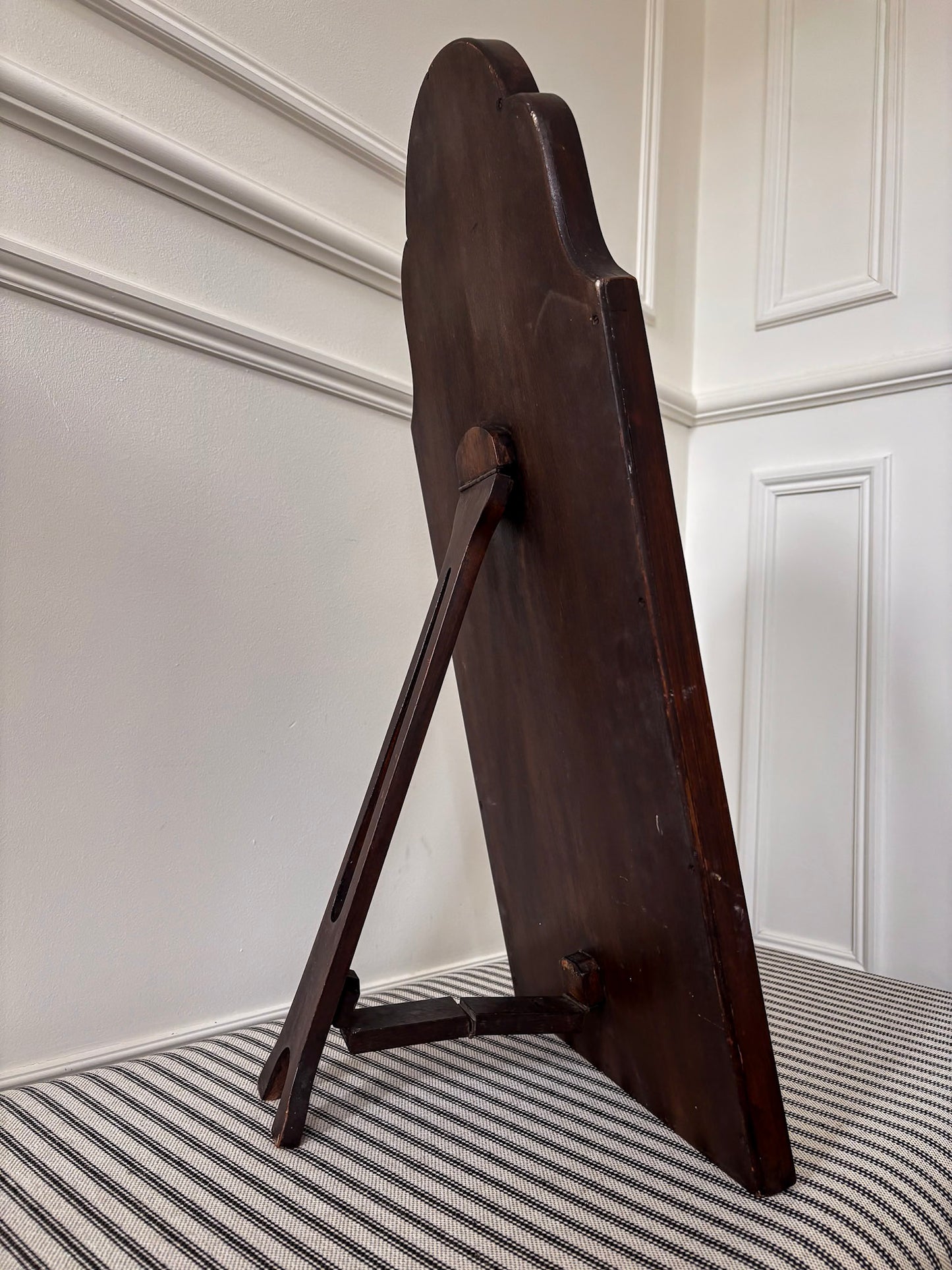 Dark Wood Scalloped Free-Standing Mirror