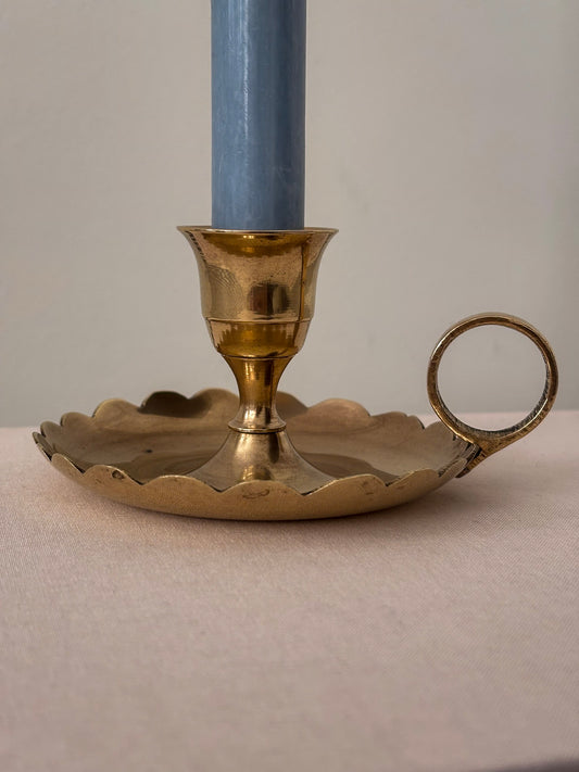 Brass Chamberstick Scalloped Candle Holder