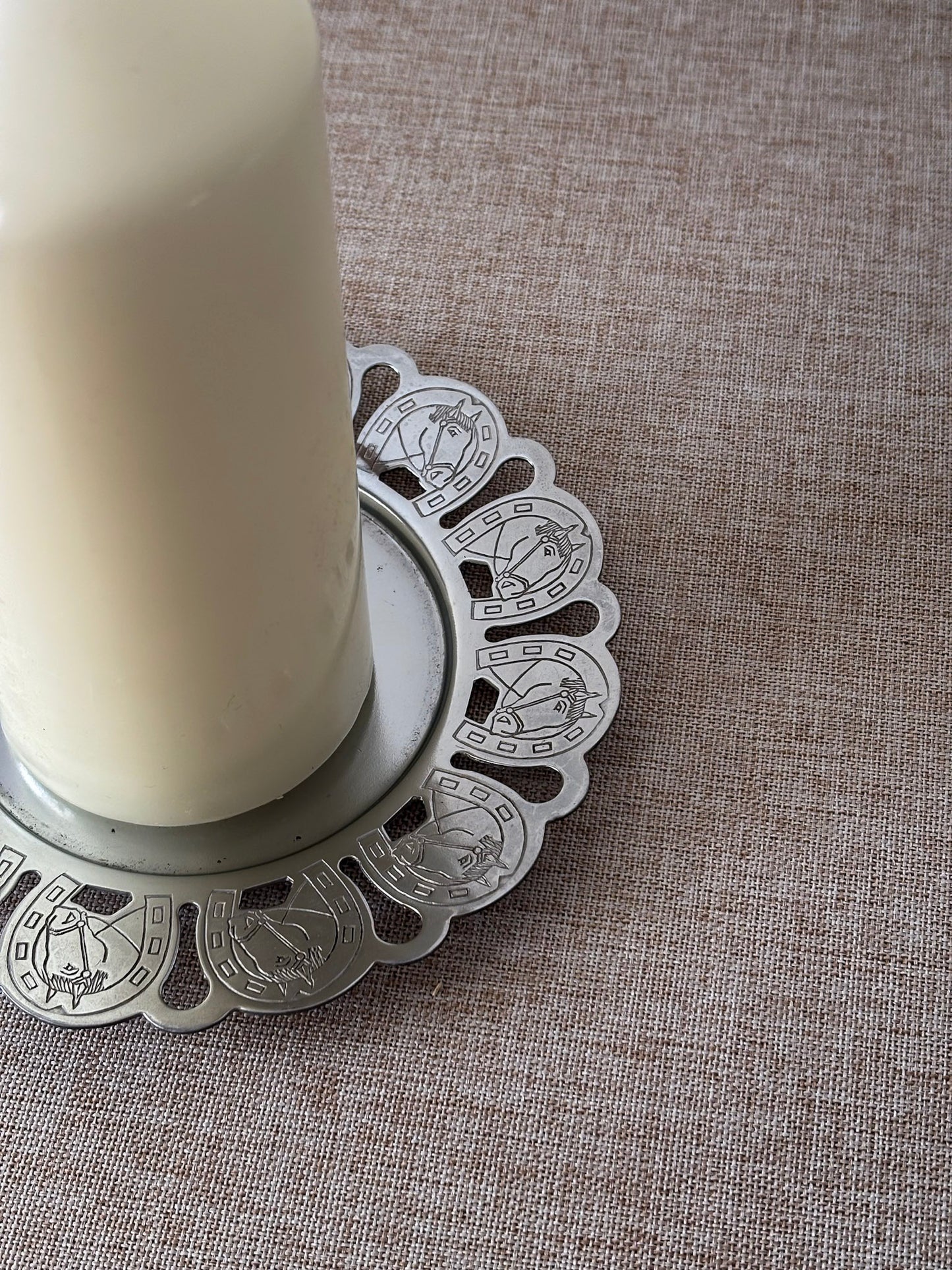 Silver-Tone Horseshoe Trinket Tray / Candle Plate