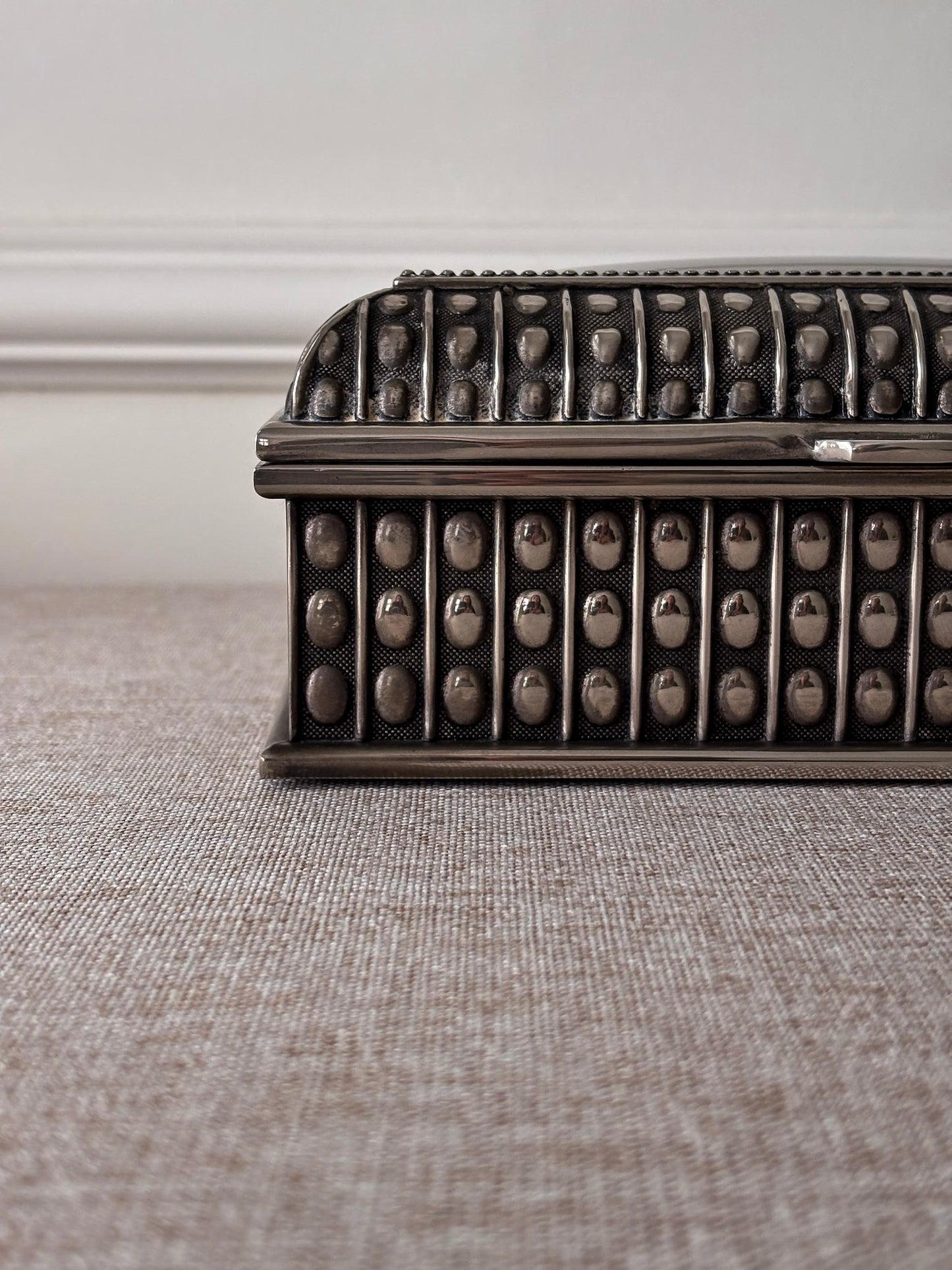 Silver-Plated Beaded Jewellery Trinket Box