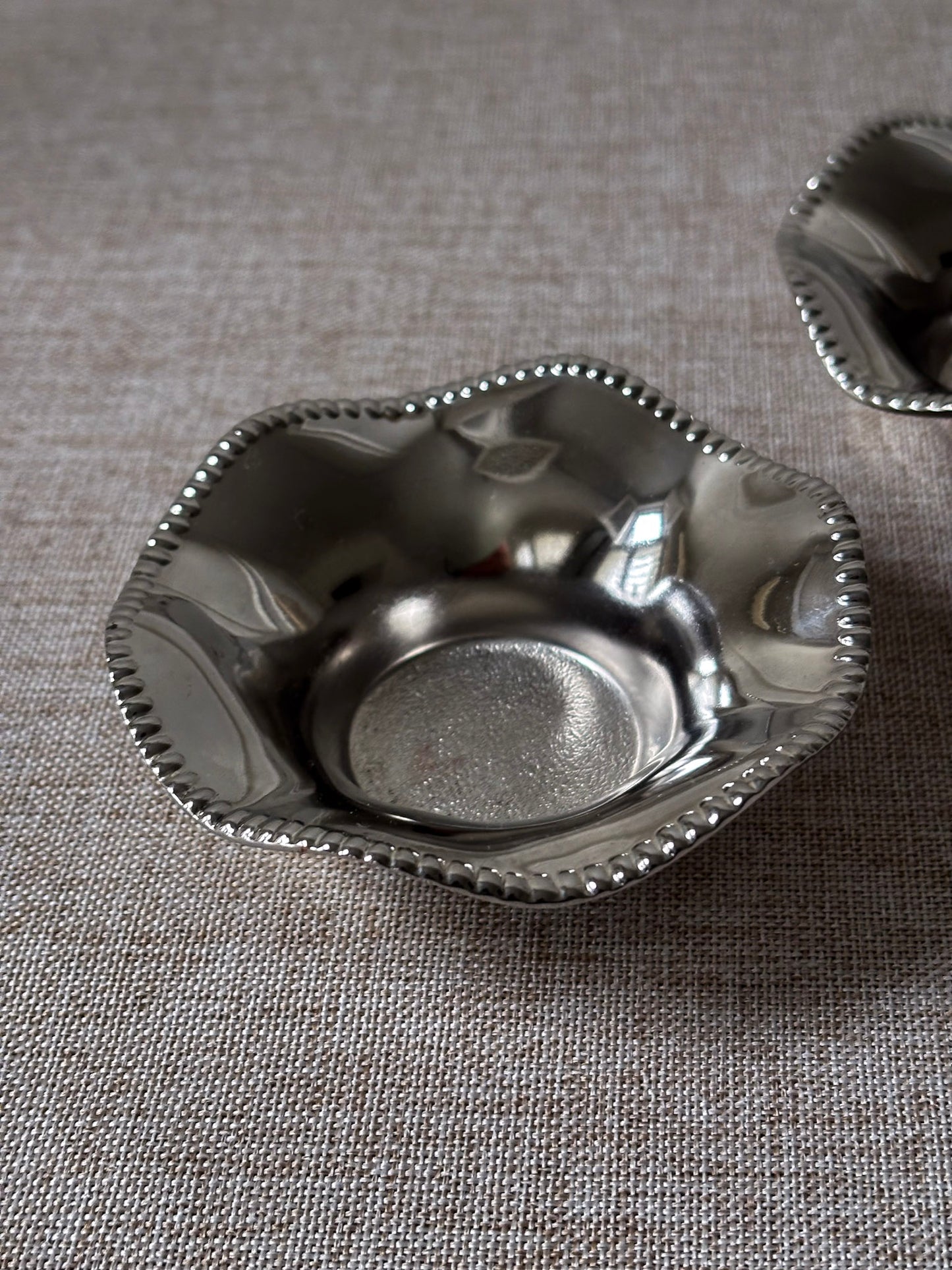 Silver-Plated Beaded Edge Trinket Bowl