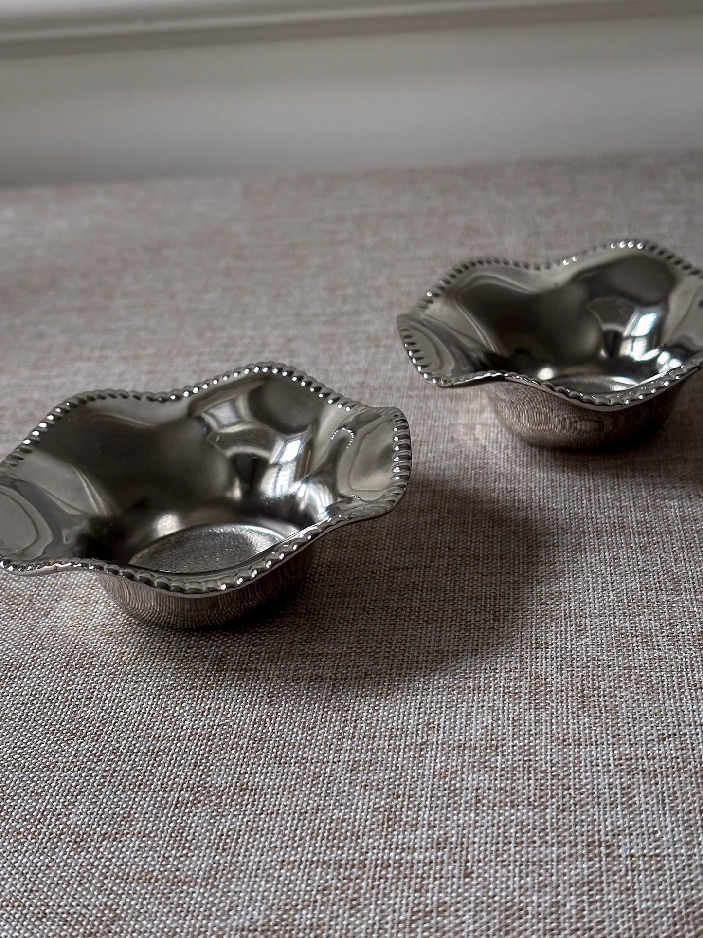 Silver-Plated Beaded Edge Trinket Bowl