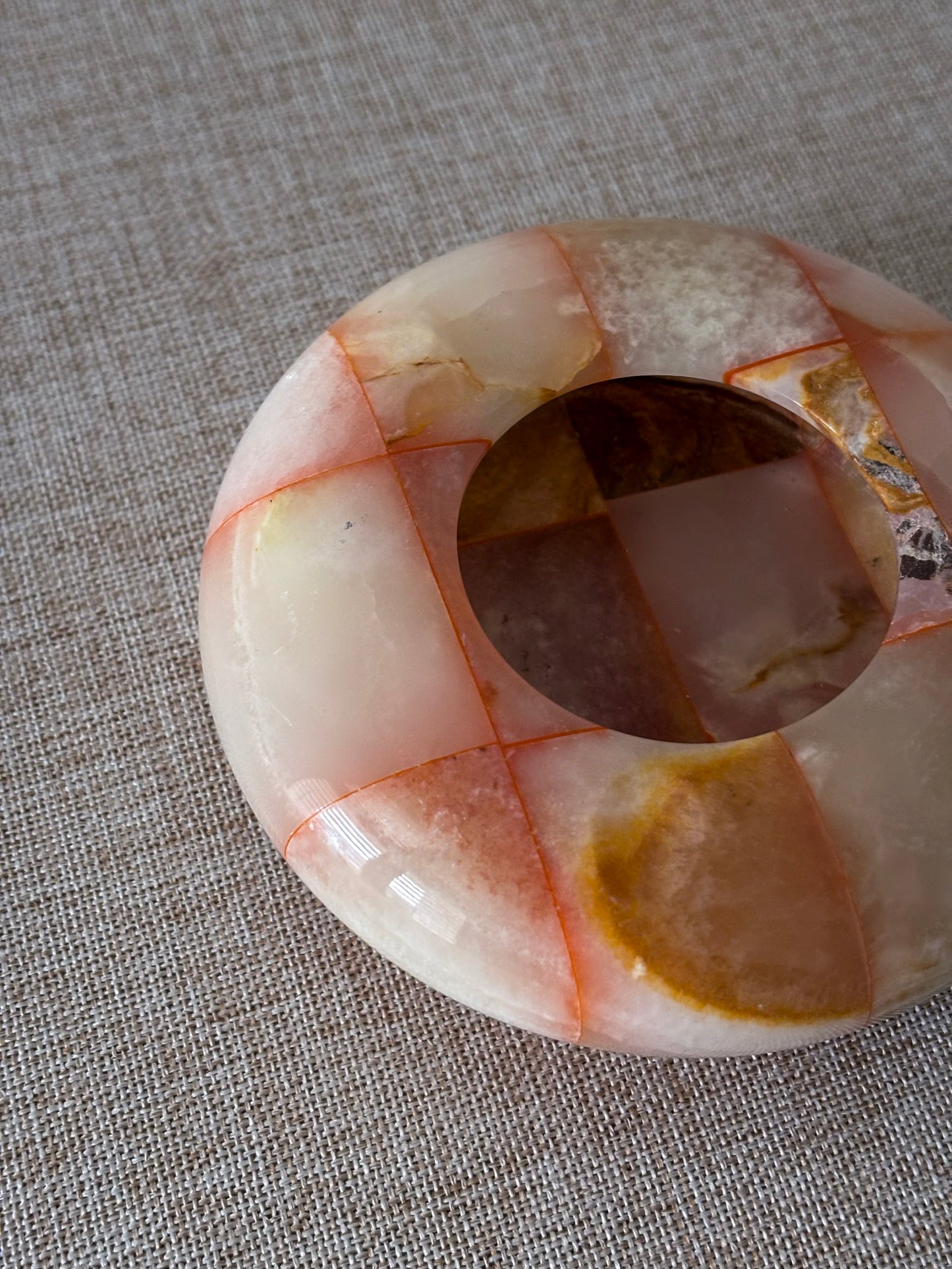 Checked Onyx Tea-Light Dish / Ashtray