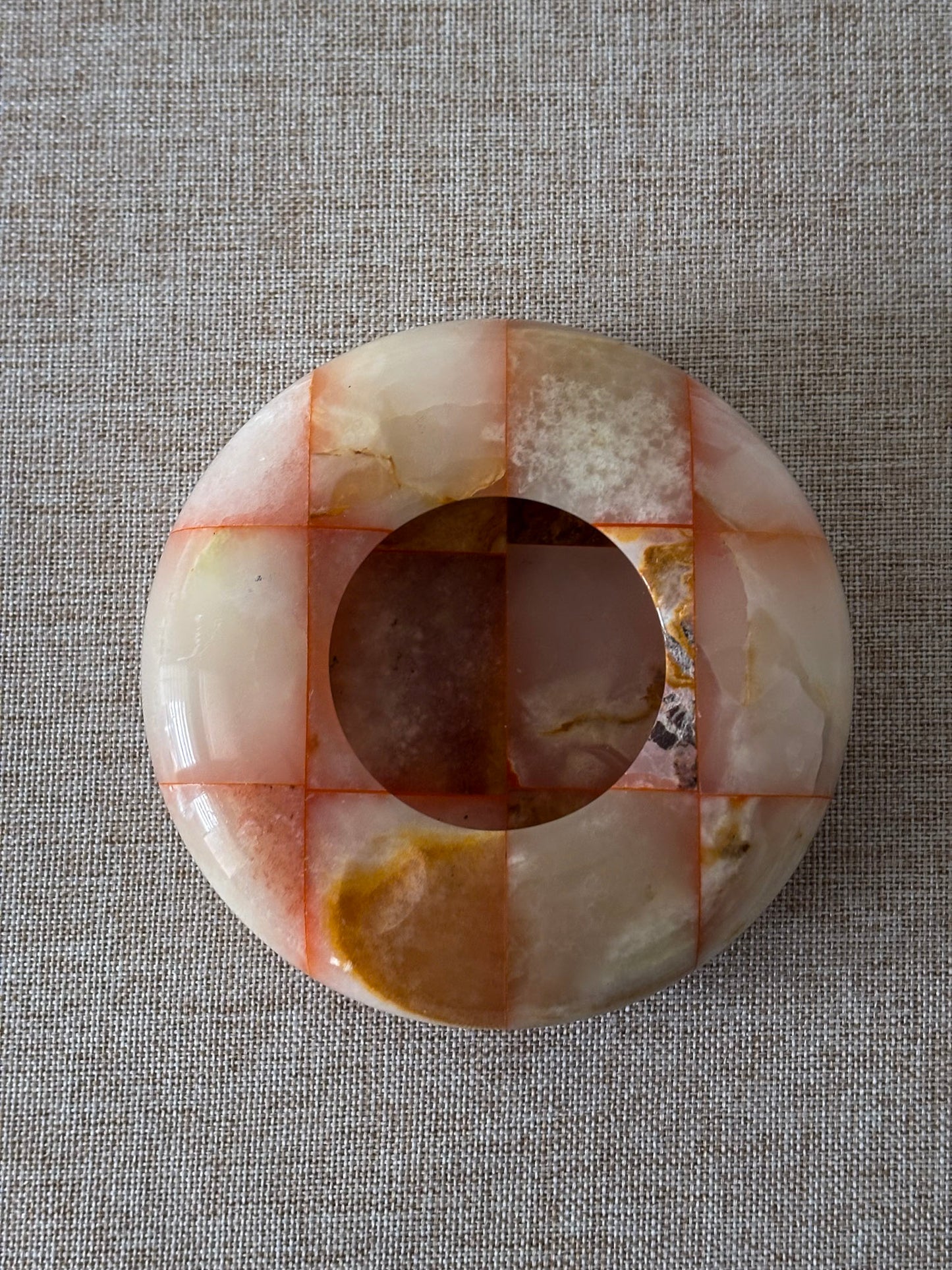 Checked Onyx Tea-Light Dish / Ashtray