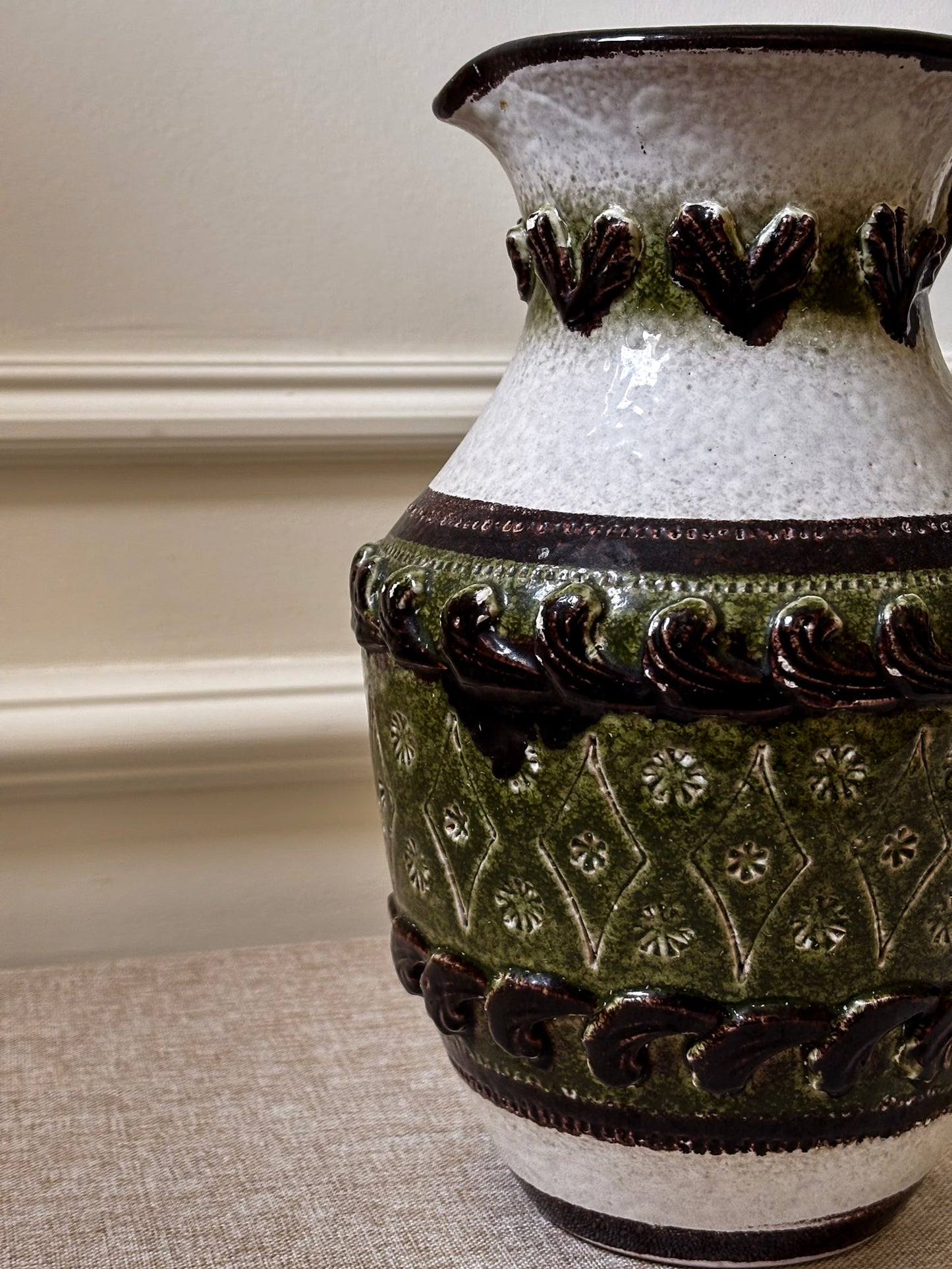 Vintage Italian Ceramic Jug Vase Attributed to Nuovo Rinascimento | Mid Century Pottery