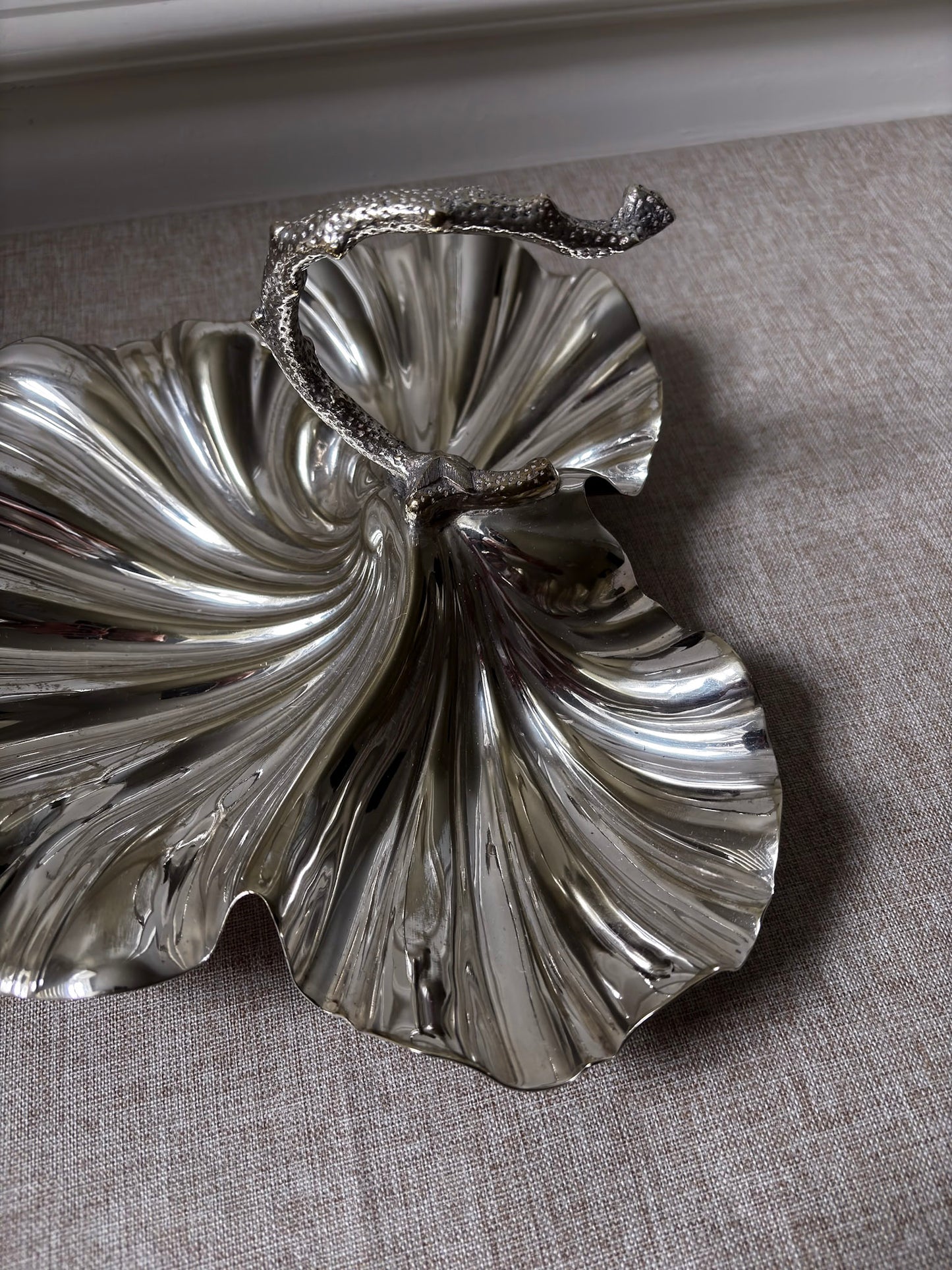 Vintage D&A EPNS Silver Plated Shell Dish | Sculptural Italian Centrepiece Bowl