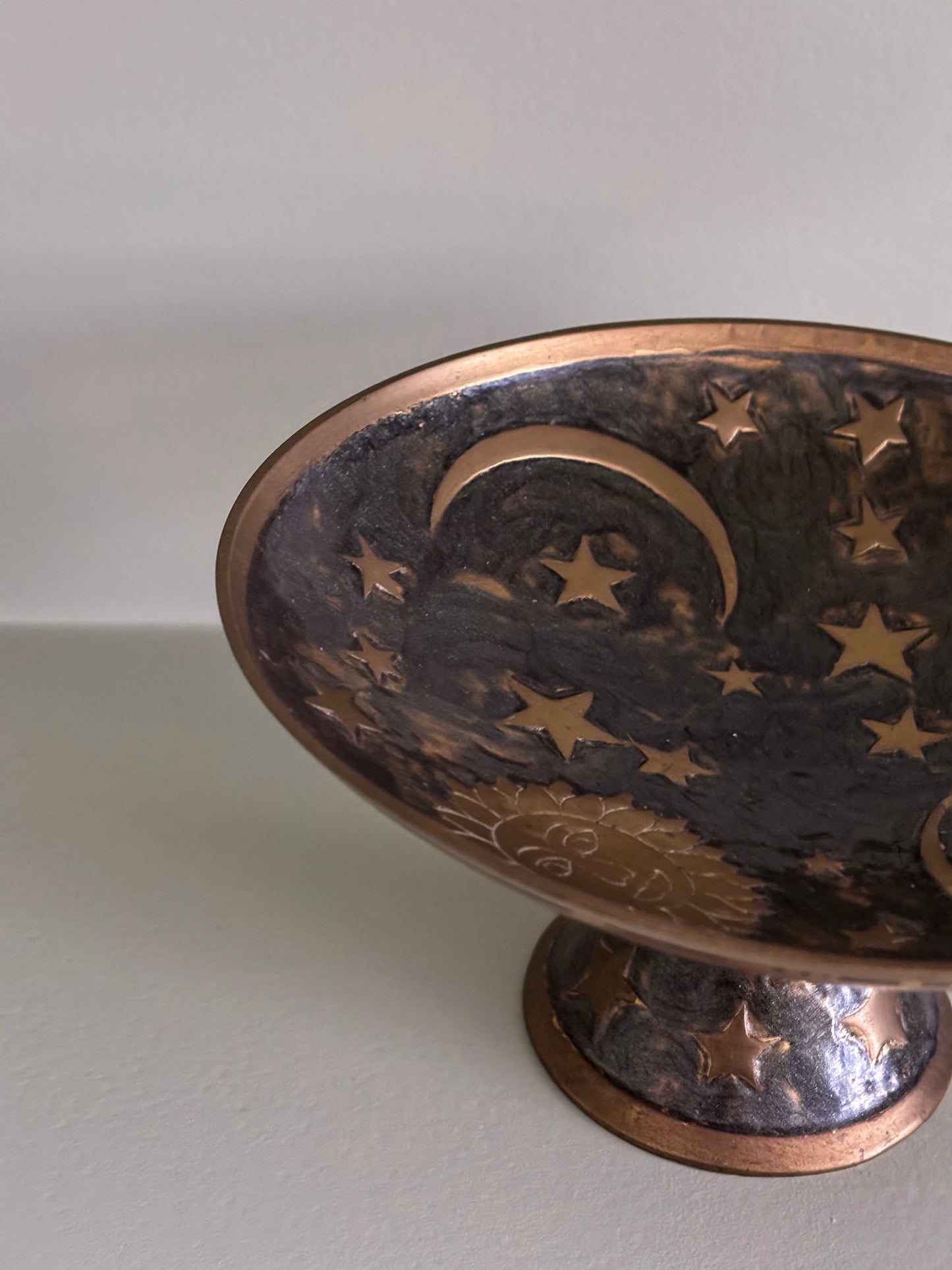 Brass Pedestal Dish – Celestial Enamel