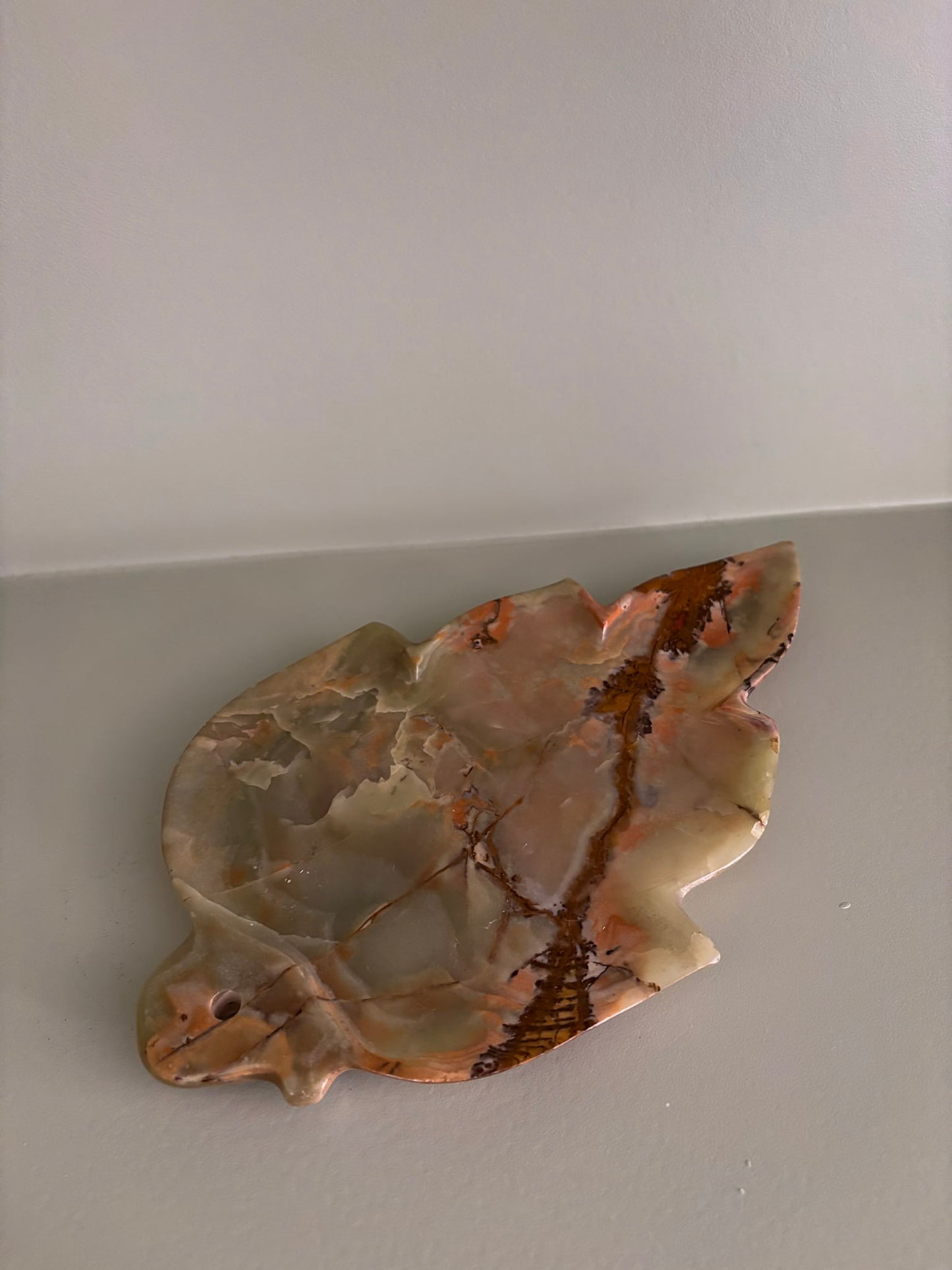 Onyx Leaf Incense Holder – Natural Stone Trinket Tray