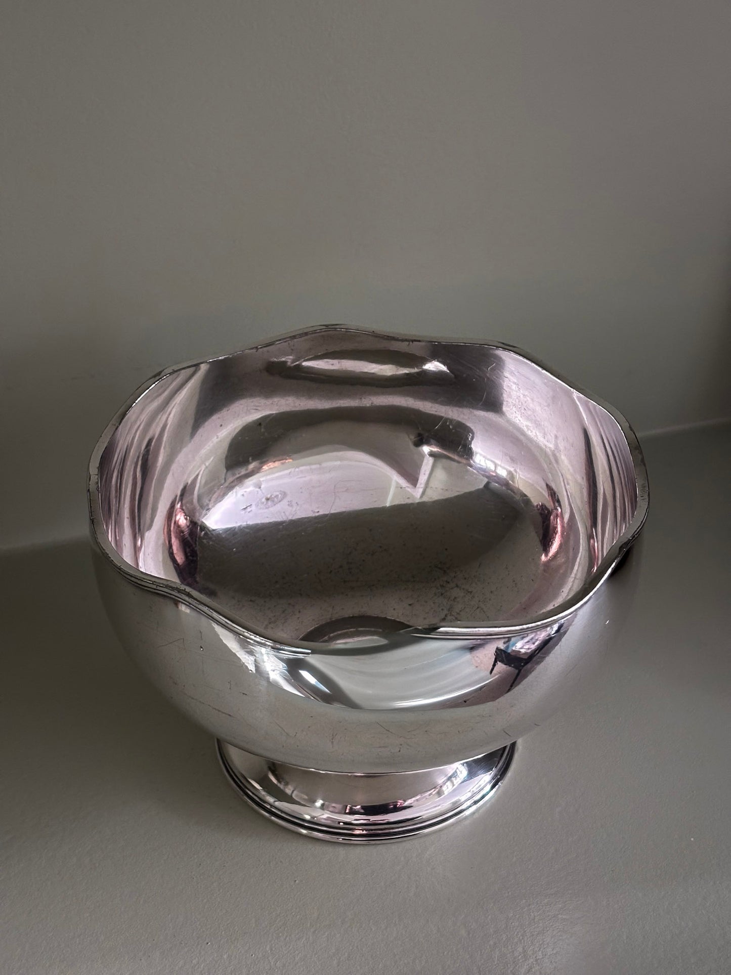 Silver-Plated Scalloped Footed Bowl