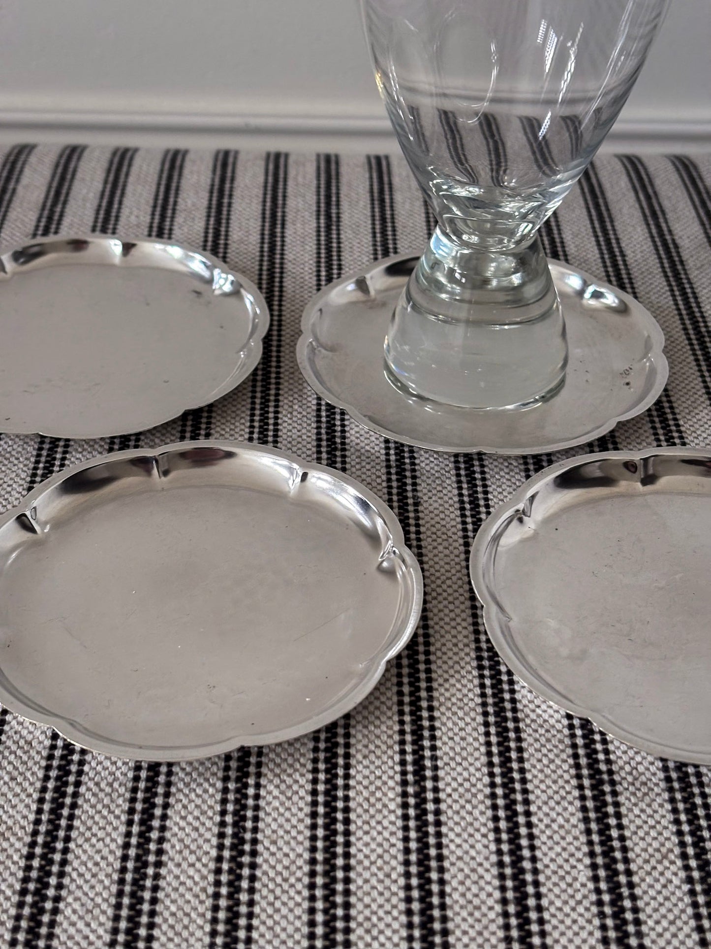 Silver-Plated Scalloped Edge Coasters - Set of Four