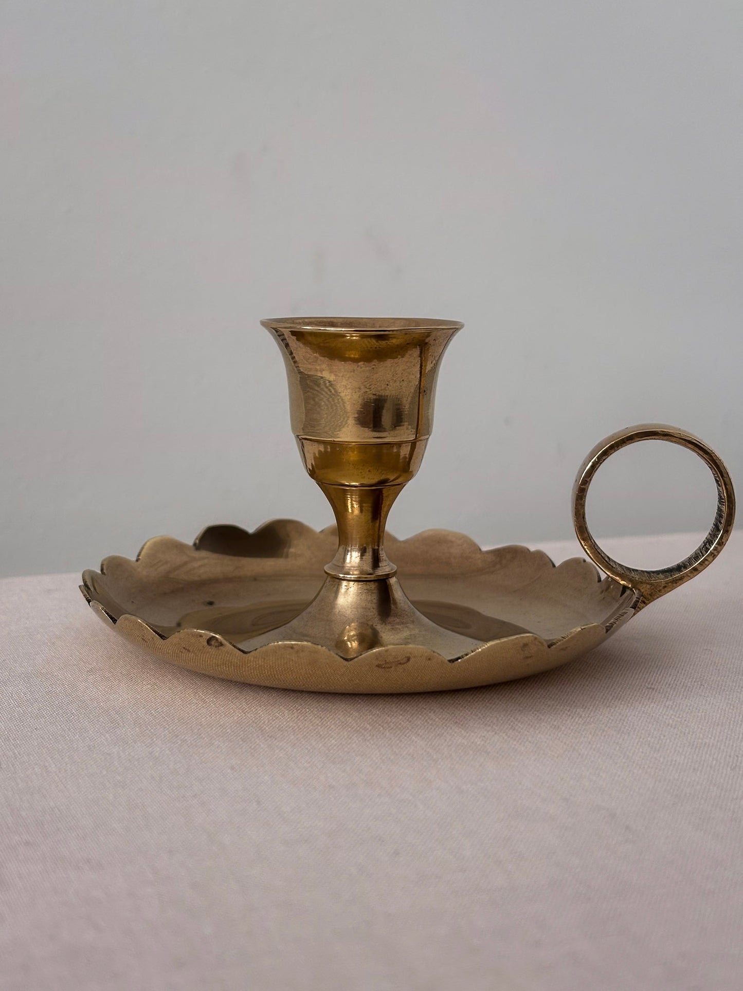 Brass Chamberstick Scalloped Candle Holder